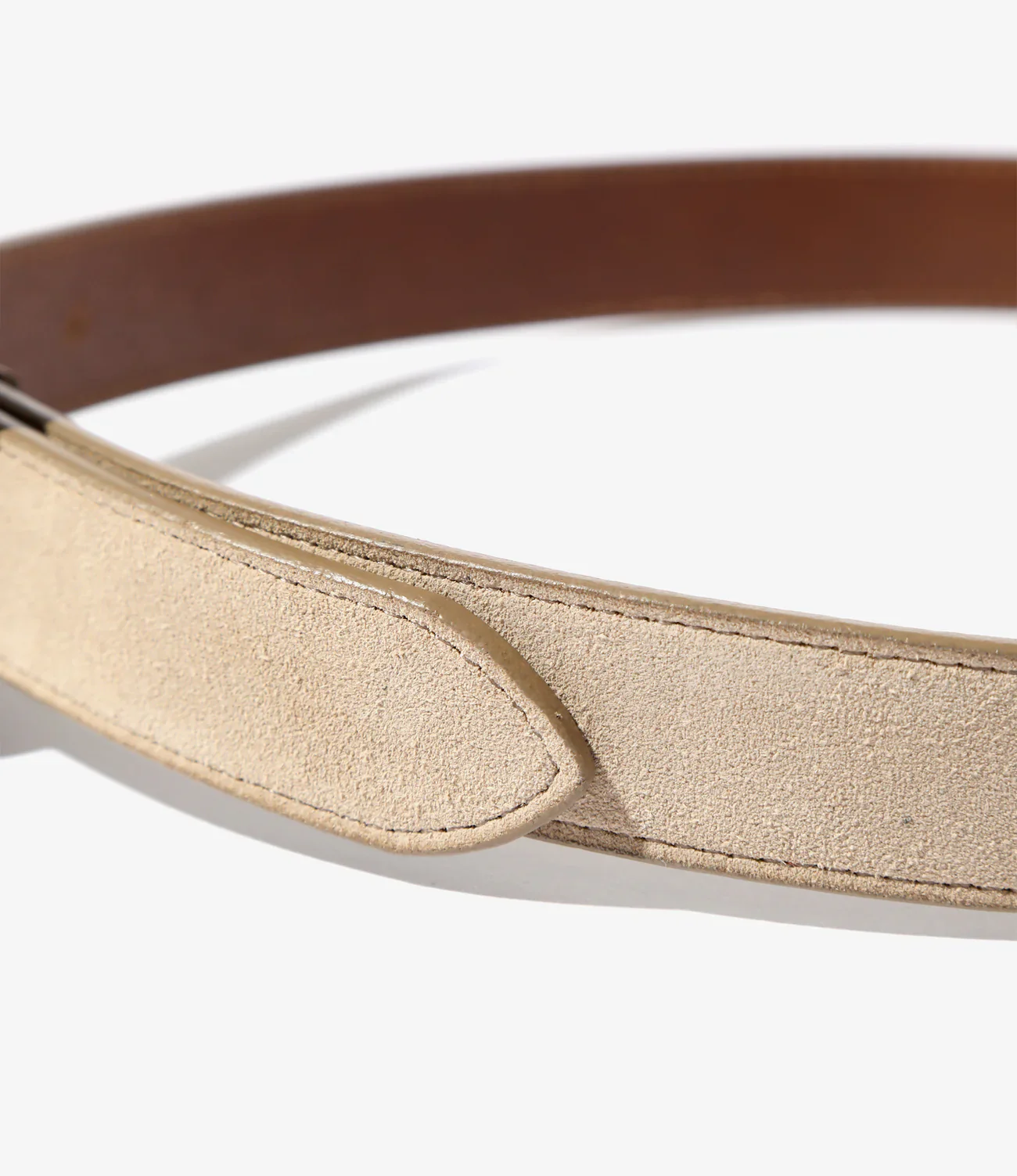 Papillon Square Buckle Belt - Taupe - Suede Lthr. - Image 3