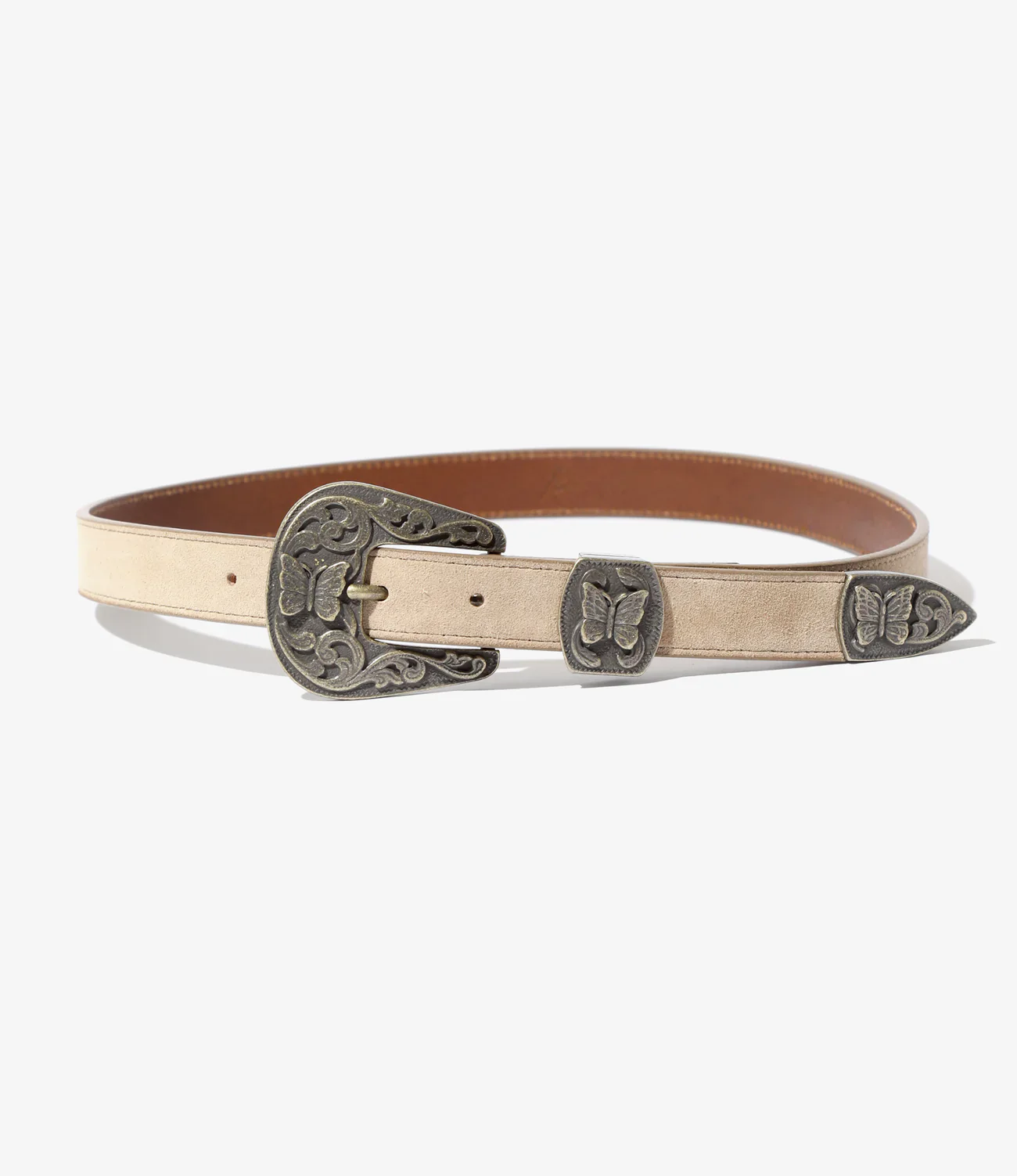 Papillon Western Tip Belt - Taupe - Suede Lthr.