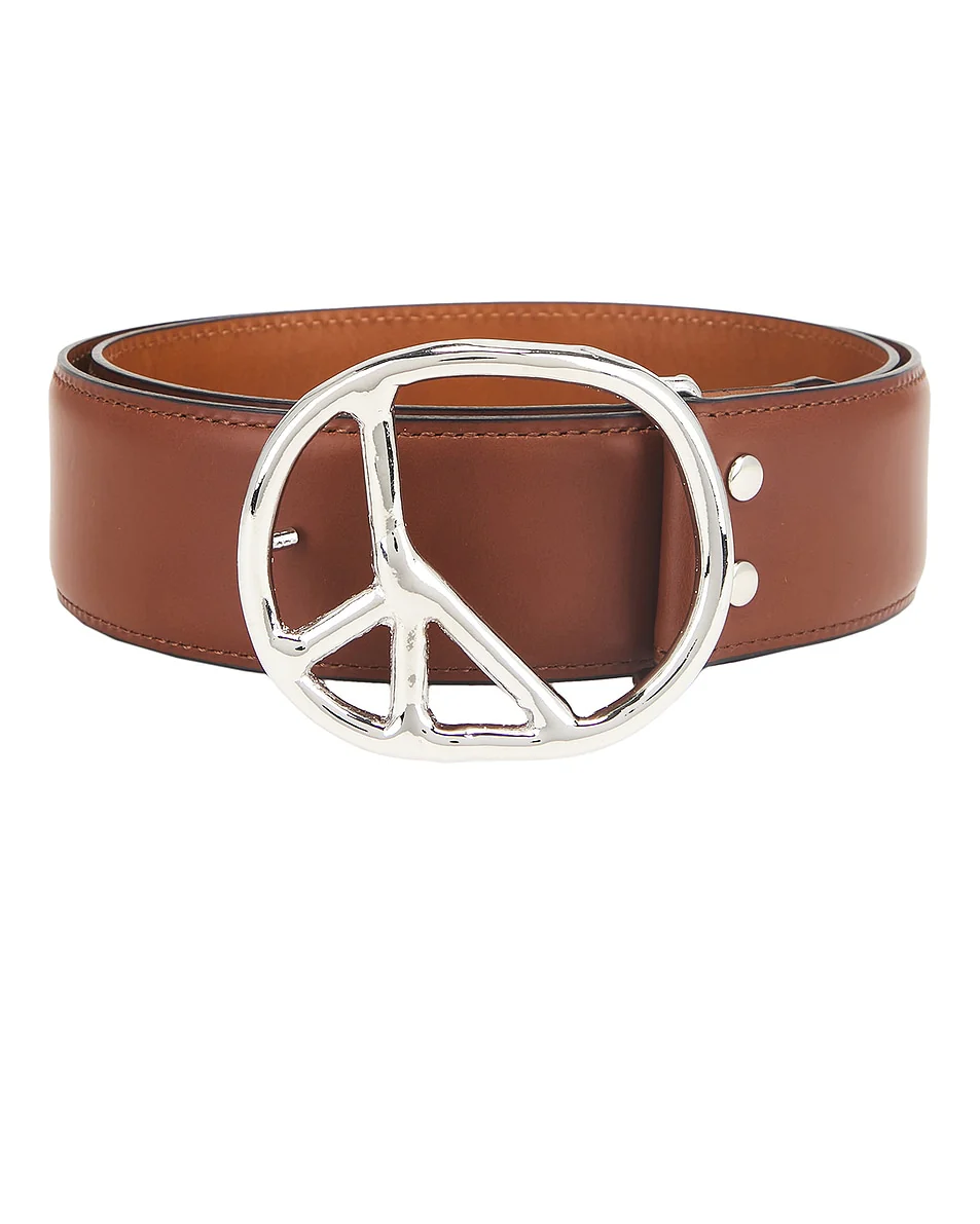 Peace Buckle Belt - Brown - Steer Lthr - Image 3