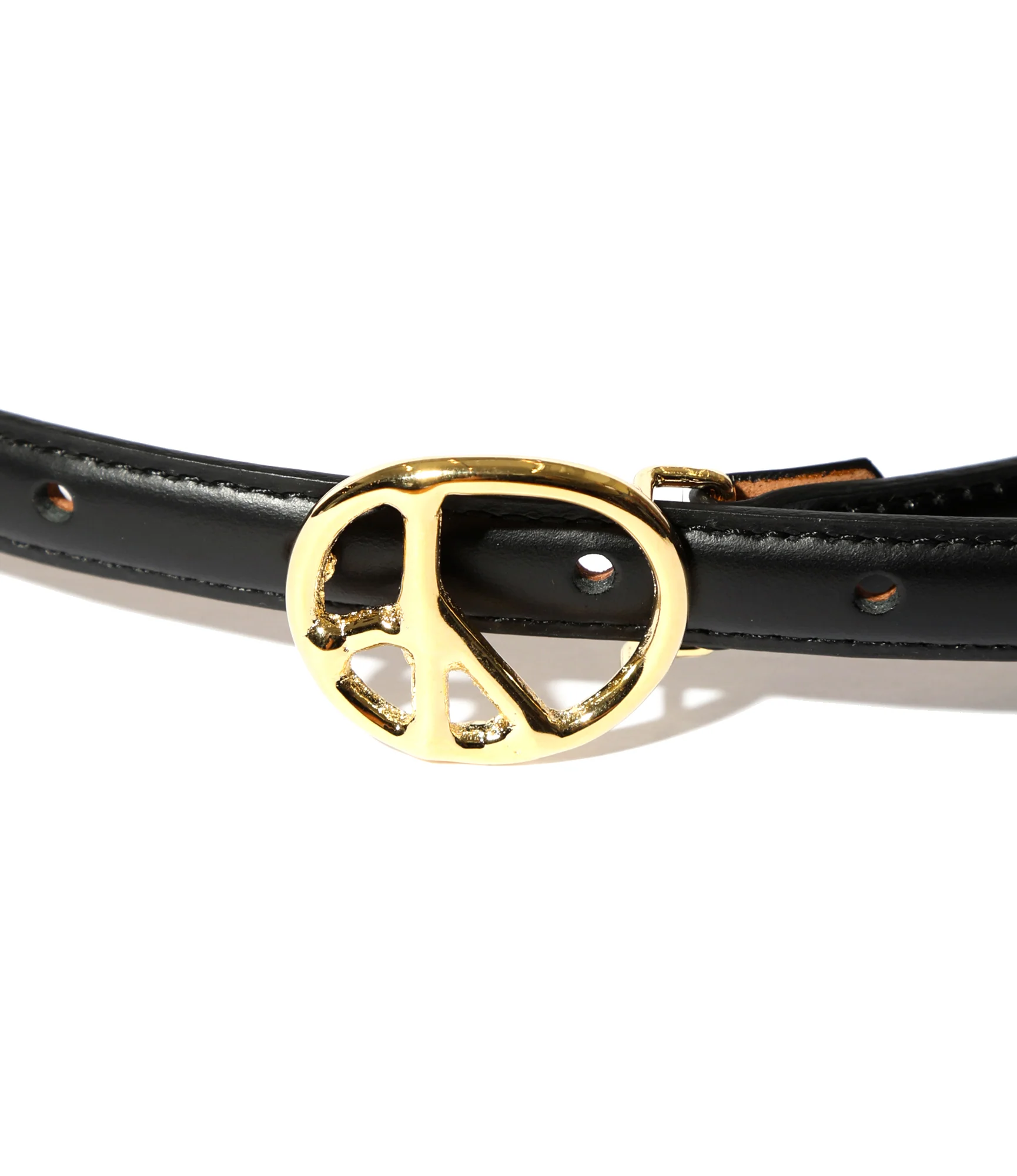 Peace Buckle Narrow Belt - Black - Steer Lthr. - Image 2