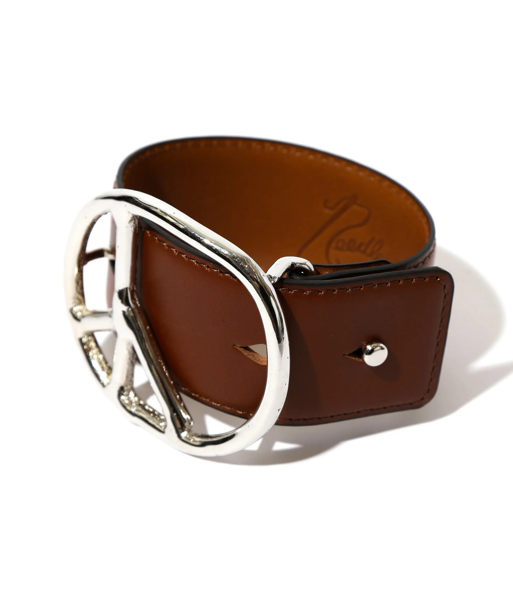 Peace Buckle Bracelet - Brown - Steer Lthr - Image 2