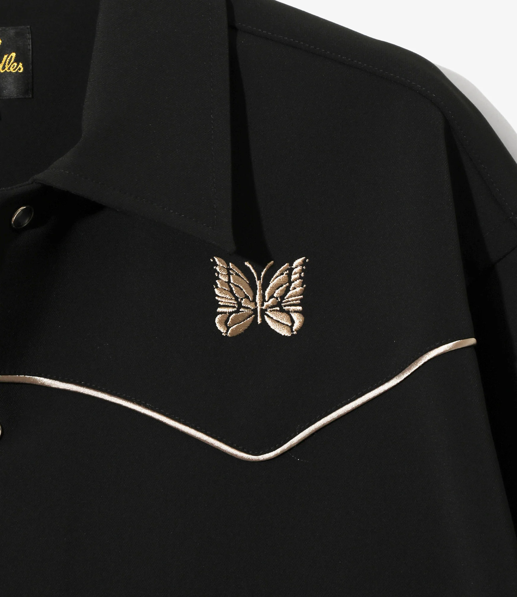 Piping Cowboy Jacket - Black - Poly Double Cloth - Image 2