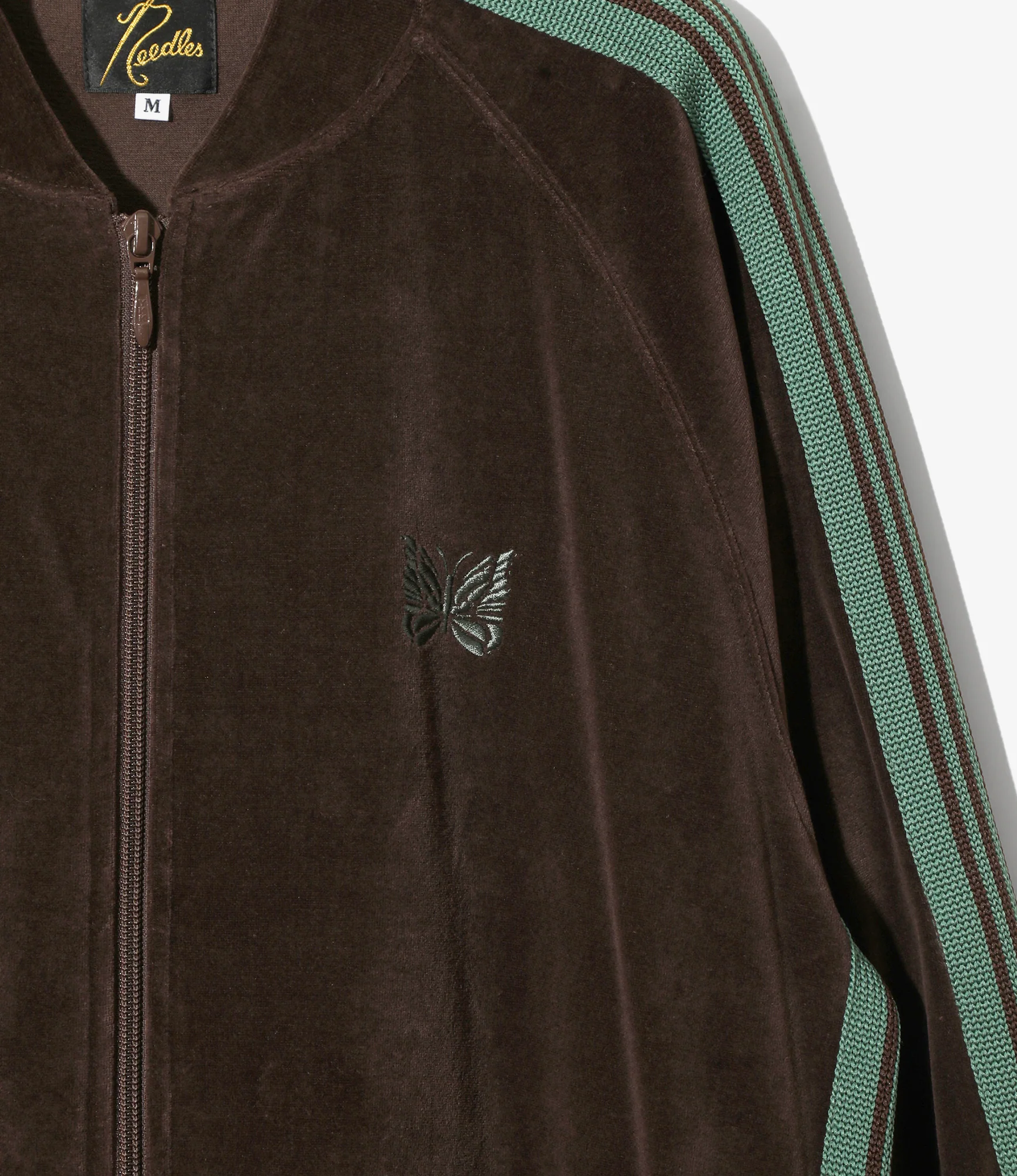 Rib Collar Track Jacket - Brown - C/PE Velour - Image 2