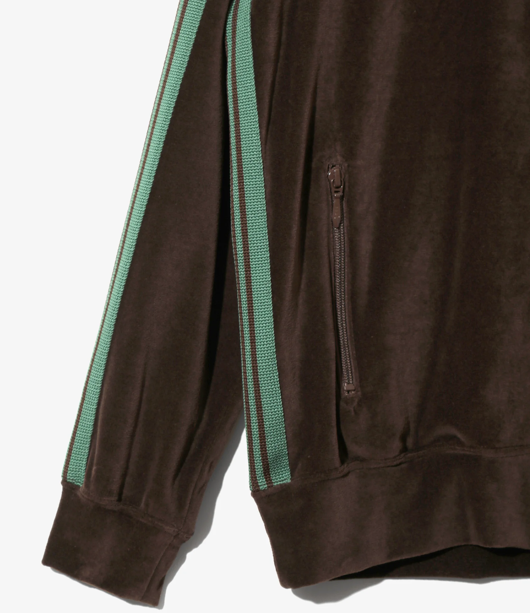 Rib Collar Track Jacket - Brown - C/PE Velour - Image 3