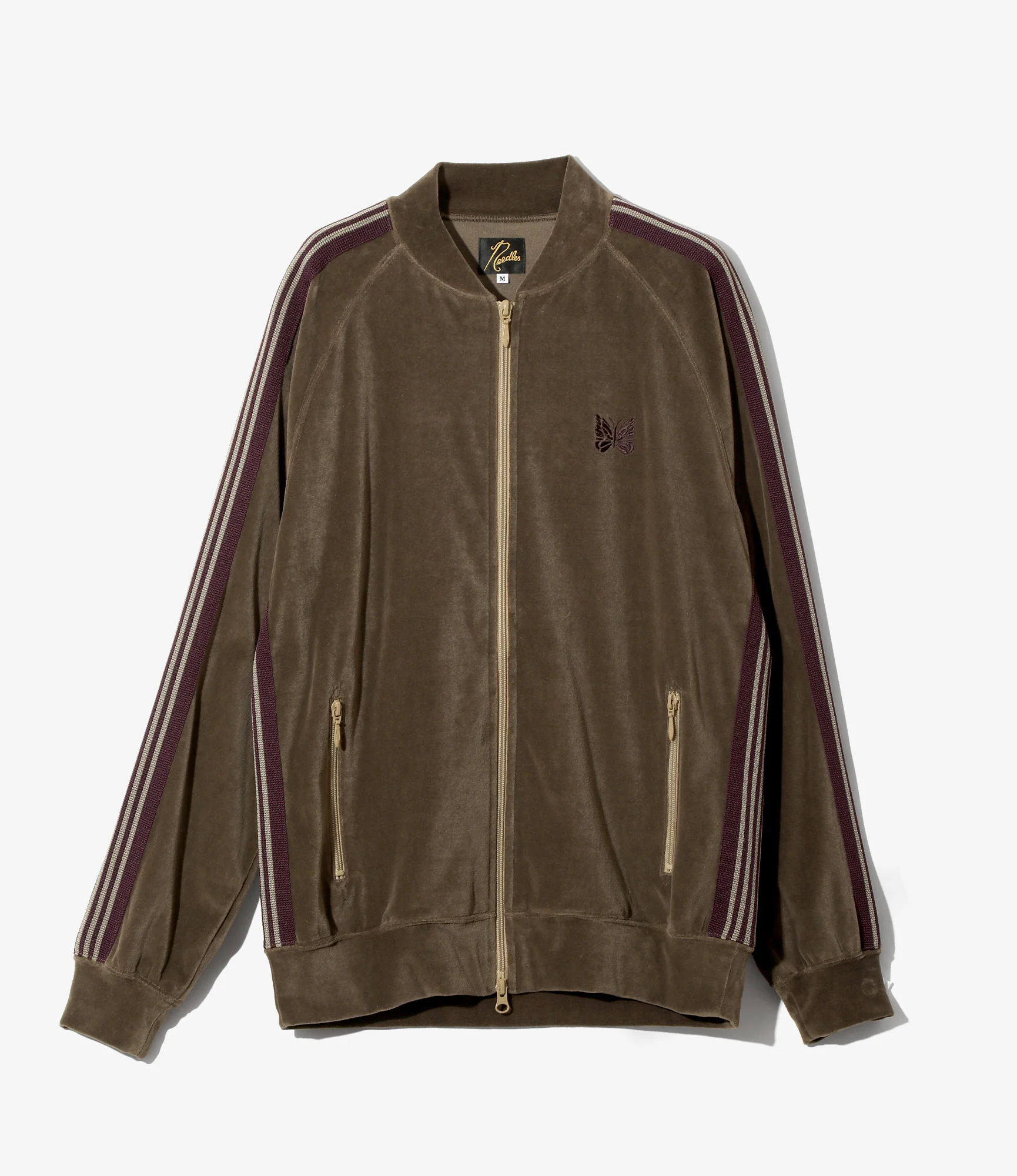 Rib Collar Track Jacket - Taupe - C/PE Velour
