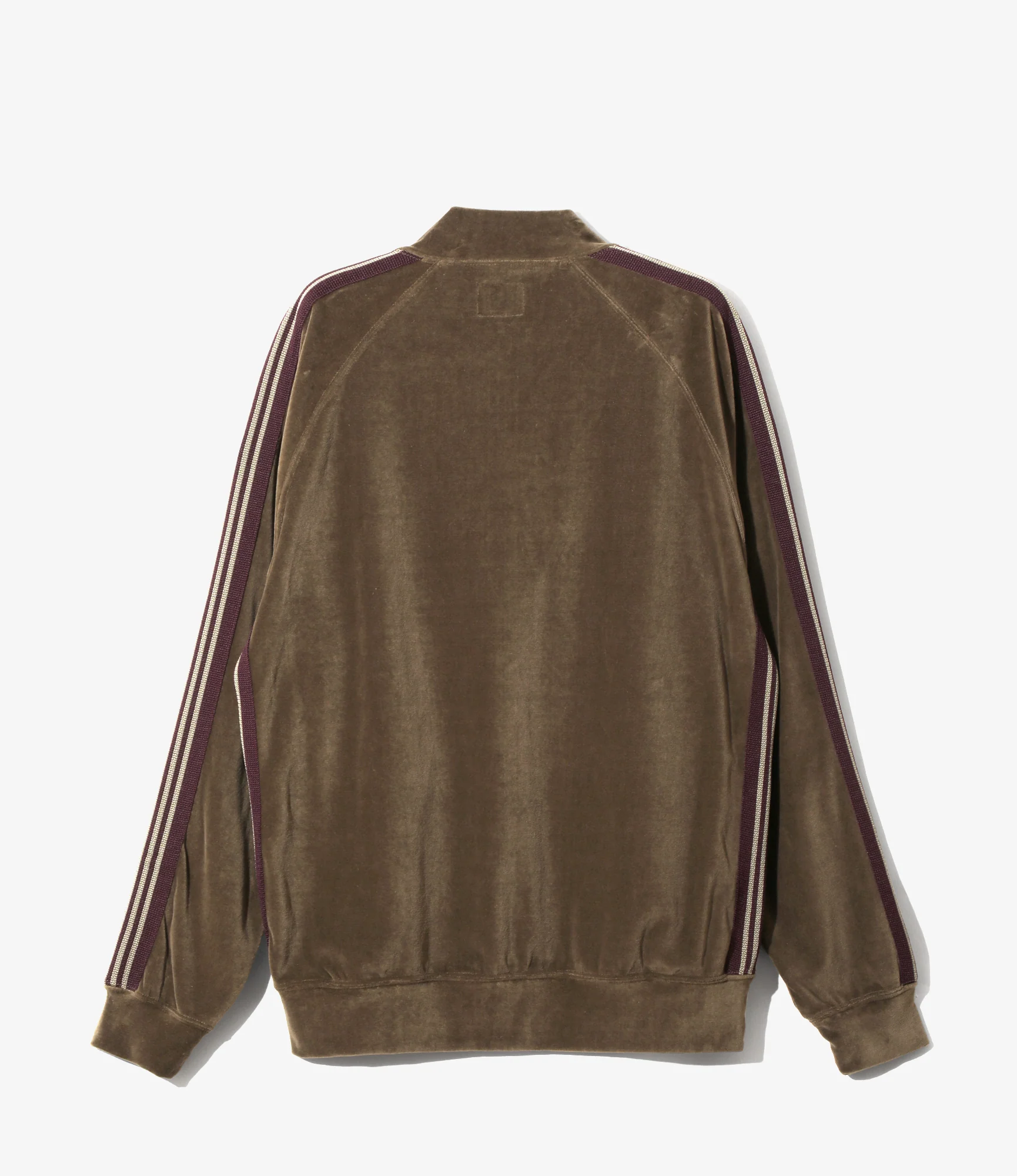 Rib Collar Track Jacket - Taupe - C/PE Velour - Image 4