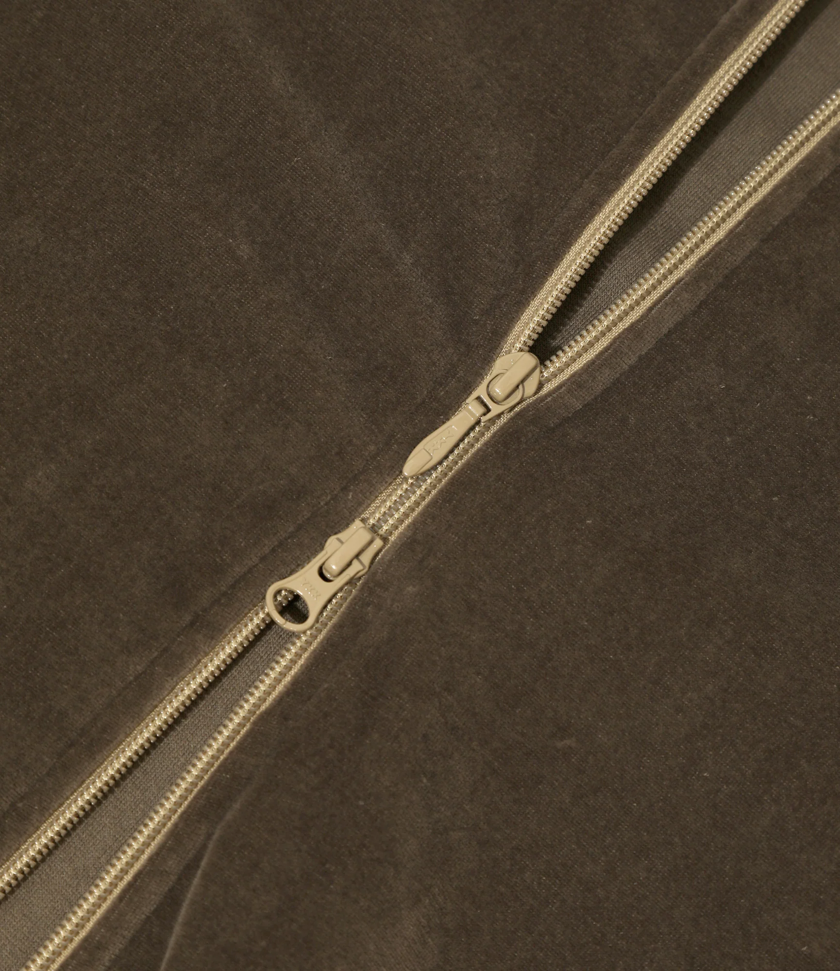 Rib Collar Track Jacket - Taupe - C/PE Velour - Image 5