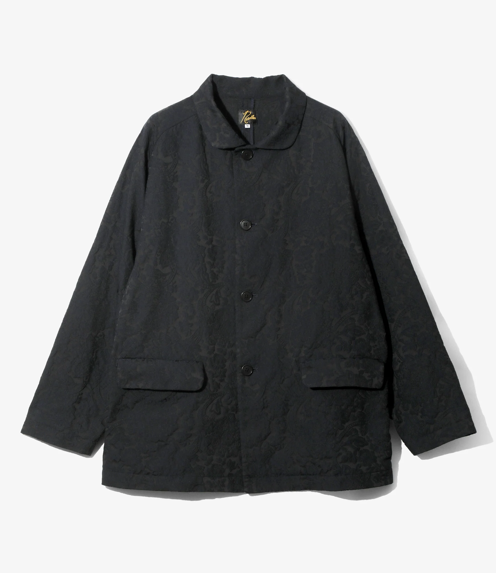 Round Collar Jacket - Navy - Calico Jacquard