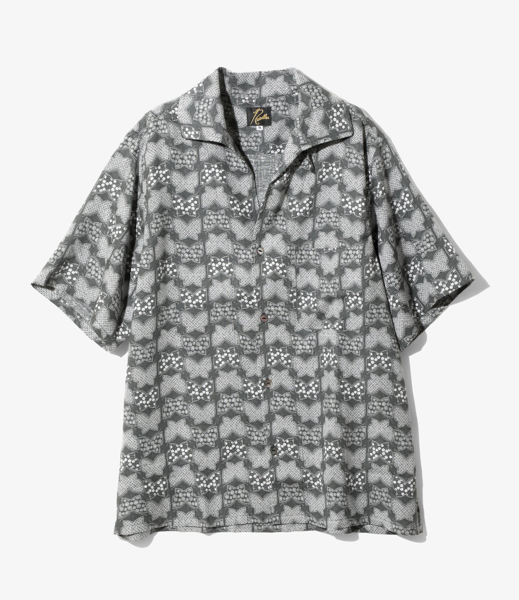 S/S Italian Collar Shirt - Charcoal - Papillon Print