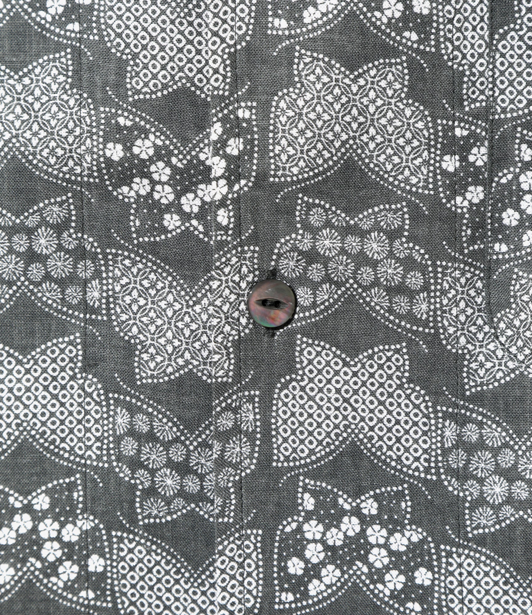 S/S Italian Collar Shirt - Charcoal - Papillon Print - Image 4