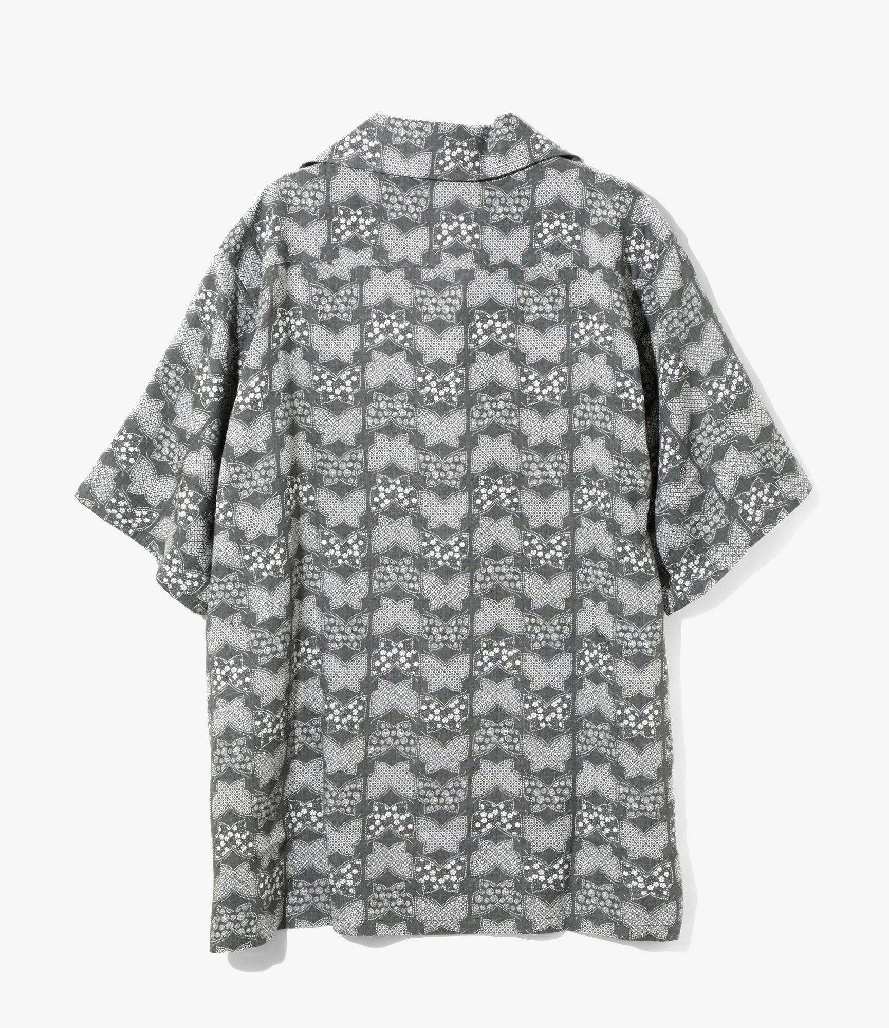 S/S Italian Collar Shirt - Charcoal - Papillon Print - Image 5