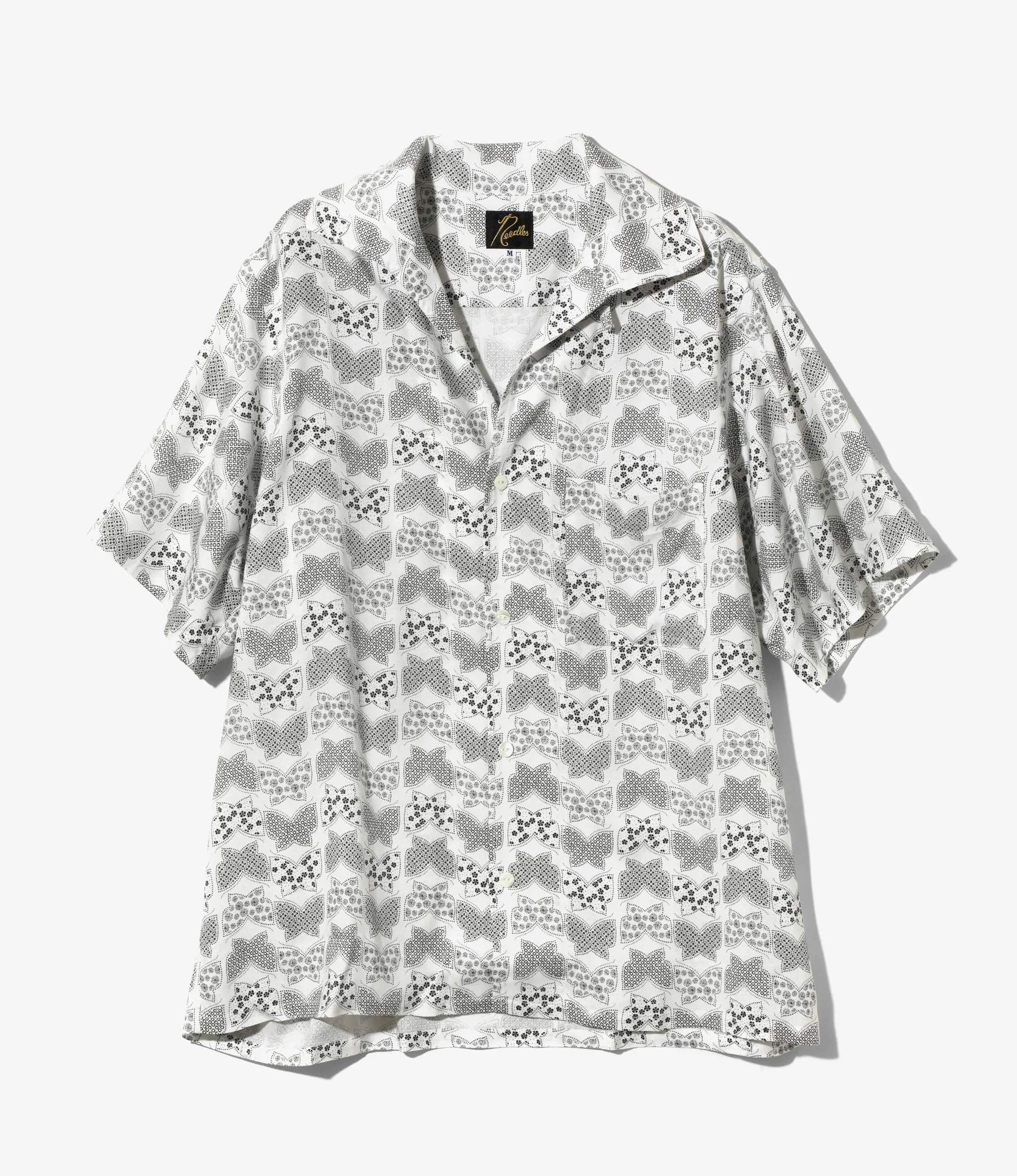S/S Italian Collar Shirt - White - Papillon Print