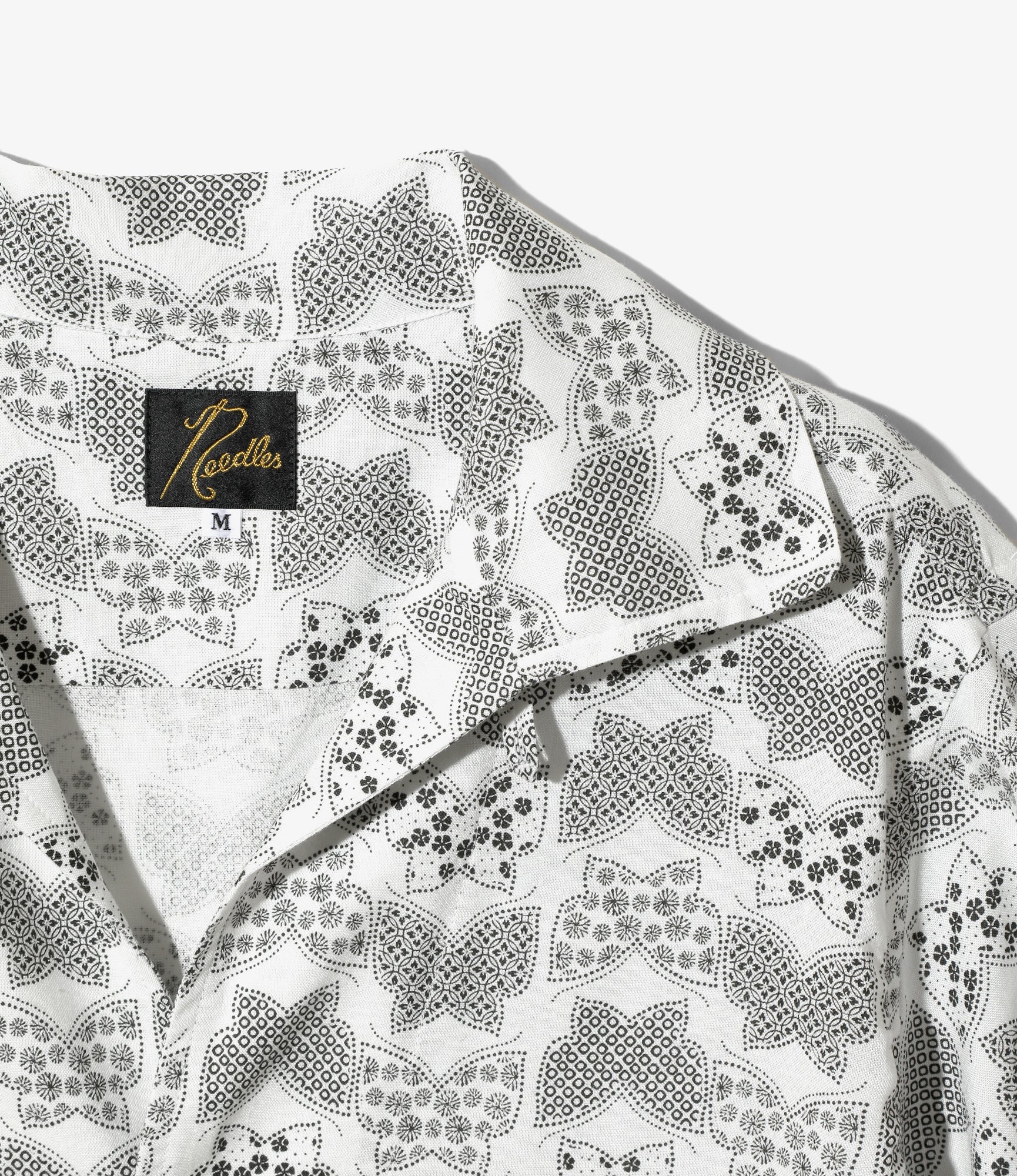 S/S Italian Collar Shirt - White - Papillon Print - Image 2