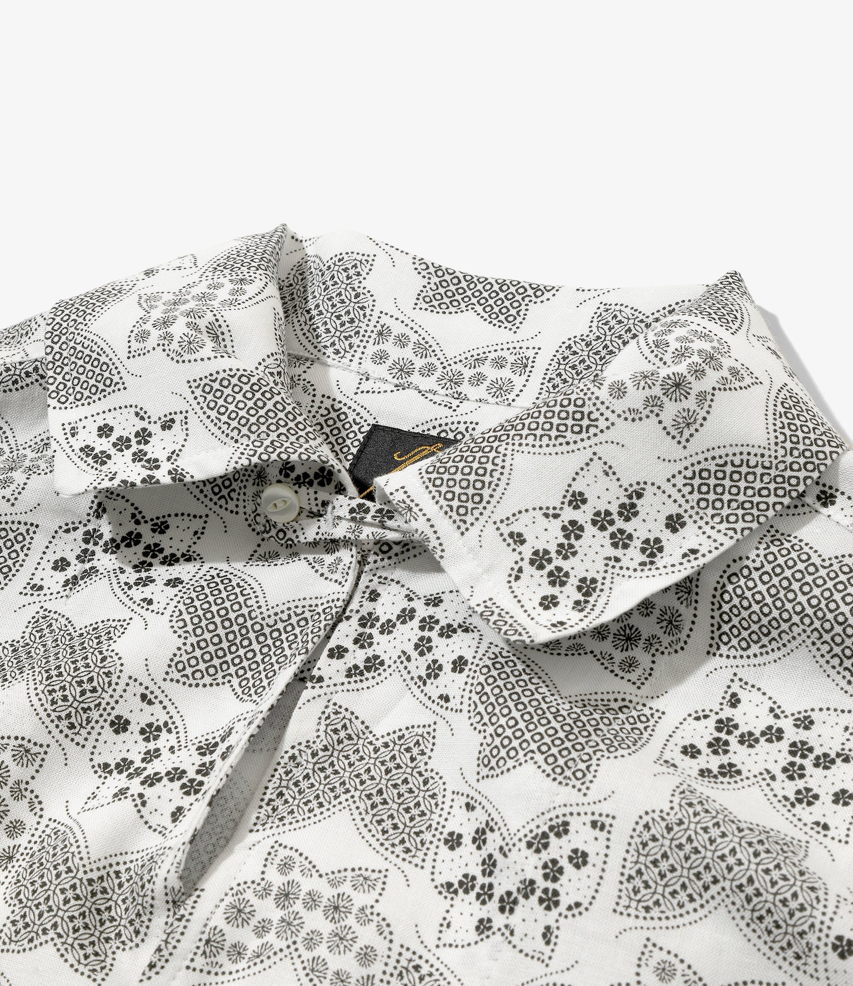 S/S Italian Collar Shirt - White - Papillon Print - Image 3