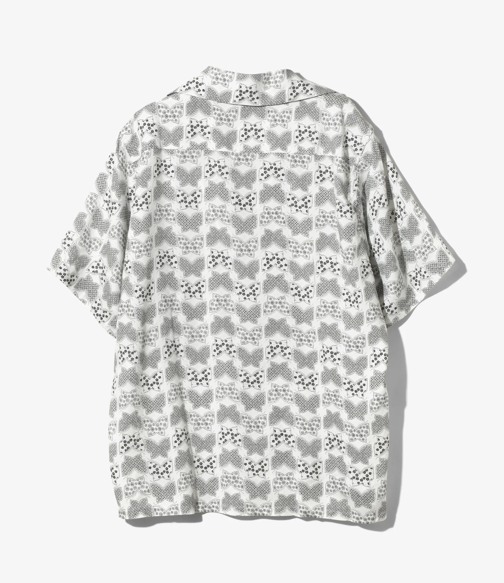 S/S Italian Collar Shirt - White - Papillon Print - Image 5