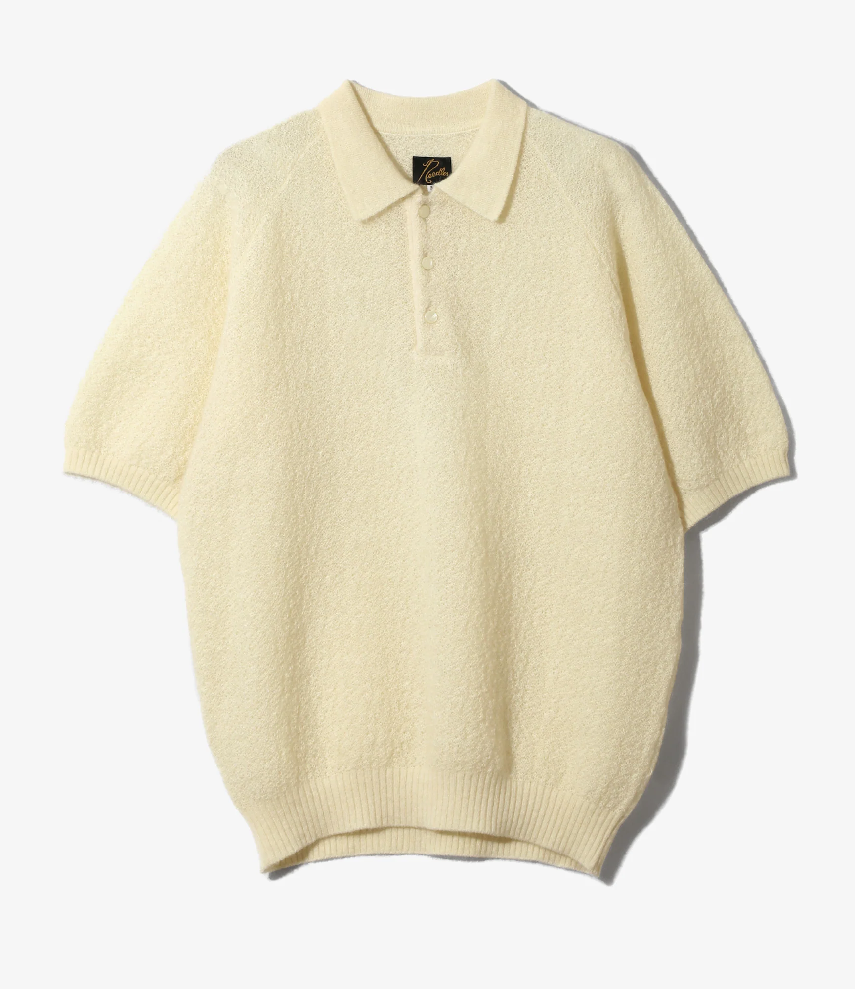S/S Polo Sweater - Ivory - Crepe Weave