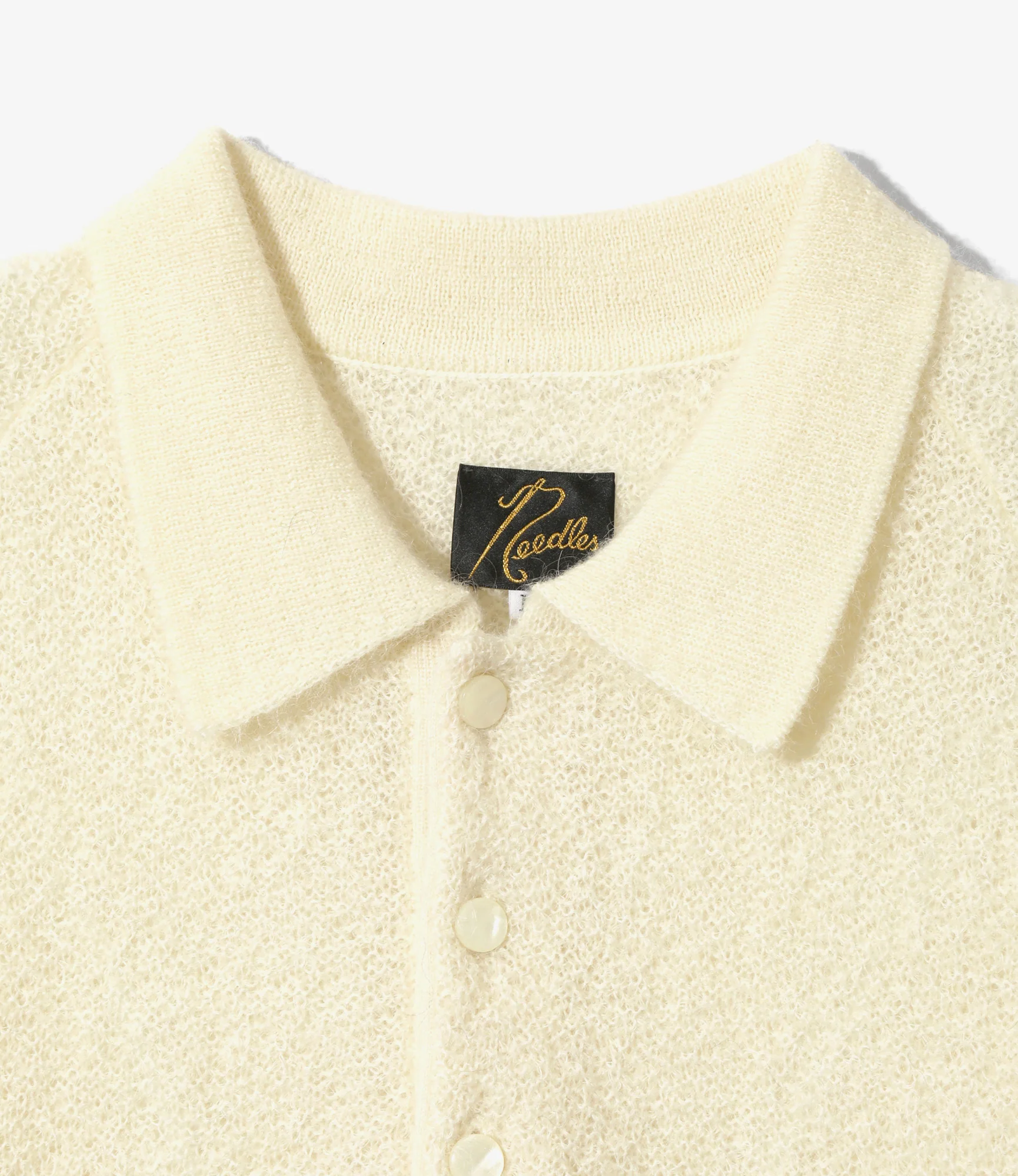 S/S Polo Sweater - Ivory - Crepe Weave - Image 2