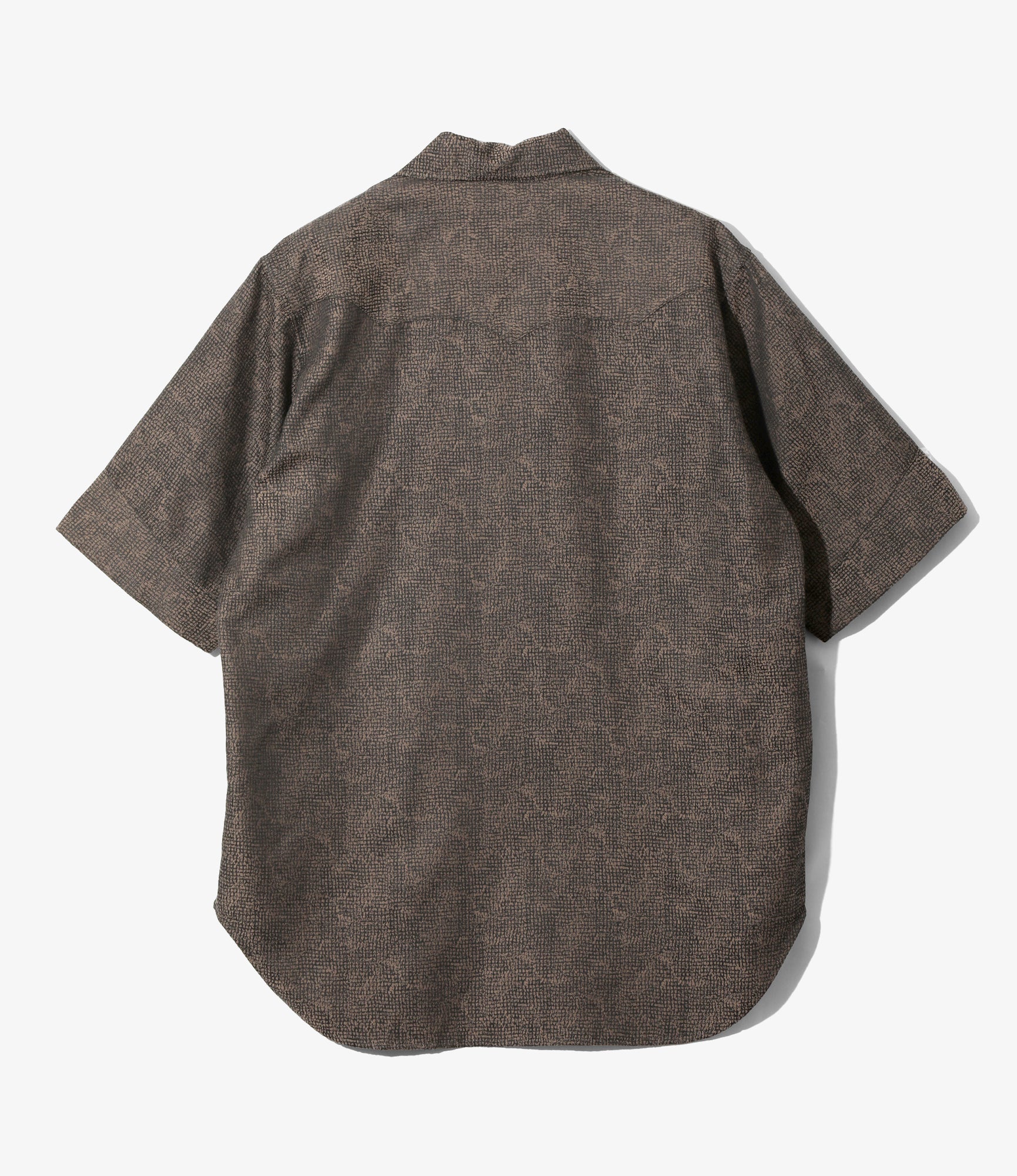 S/S Western Shirt - Brown - Micro Shadow Plaid - Image 4