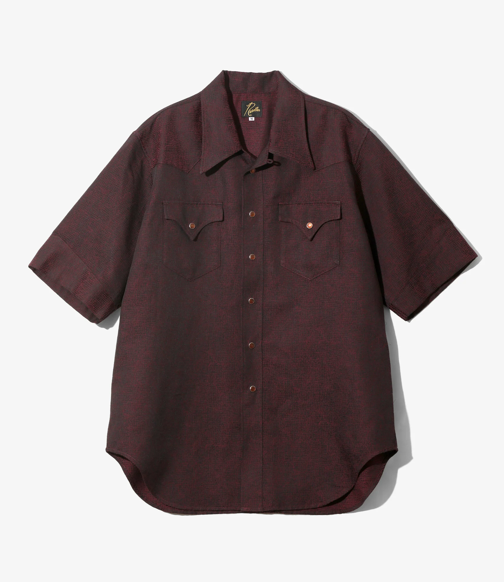 S/S Western Shirt - Burgundy - Micro Shadow Plaid