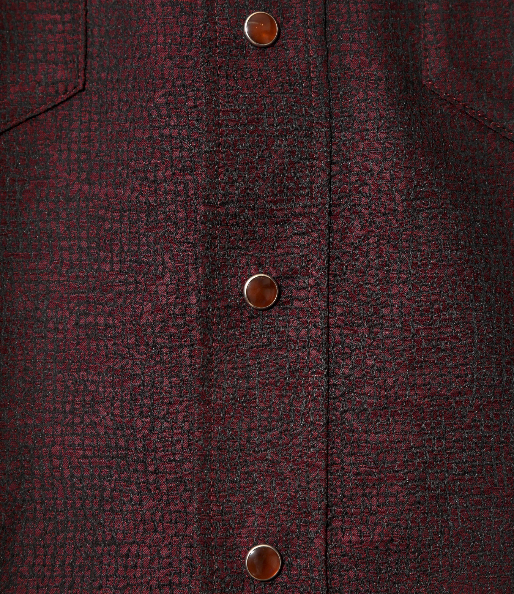 S/S Western Shirt - Burgundy - Micro Shadow Plaid - Image 3