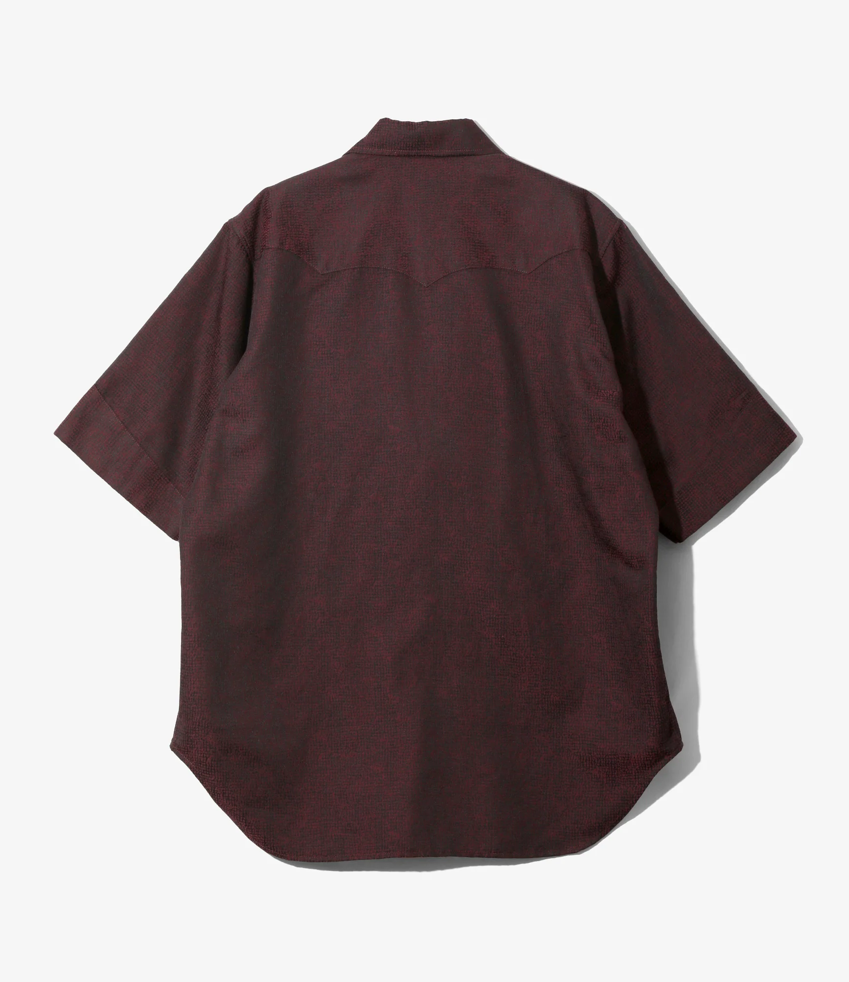 S/S Western Shirt - Burgundy - Micro Shadow Plaid - Image 4