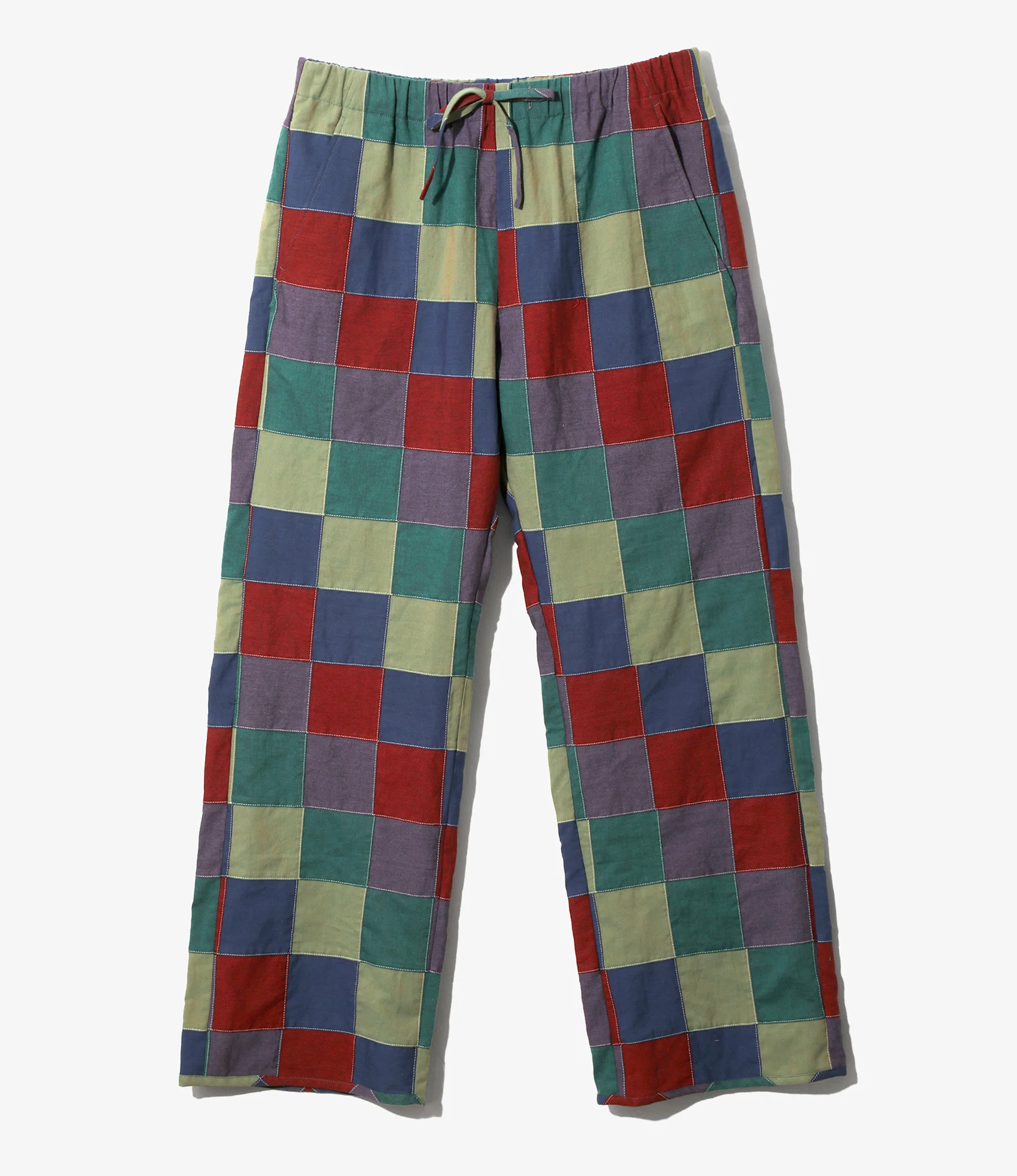String Easy Pant - Navy/Red - Cotton Oxford Patchwork