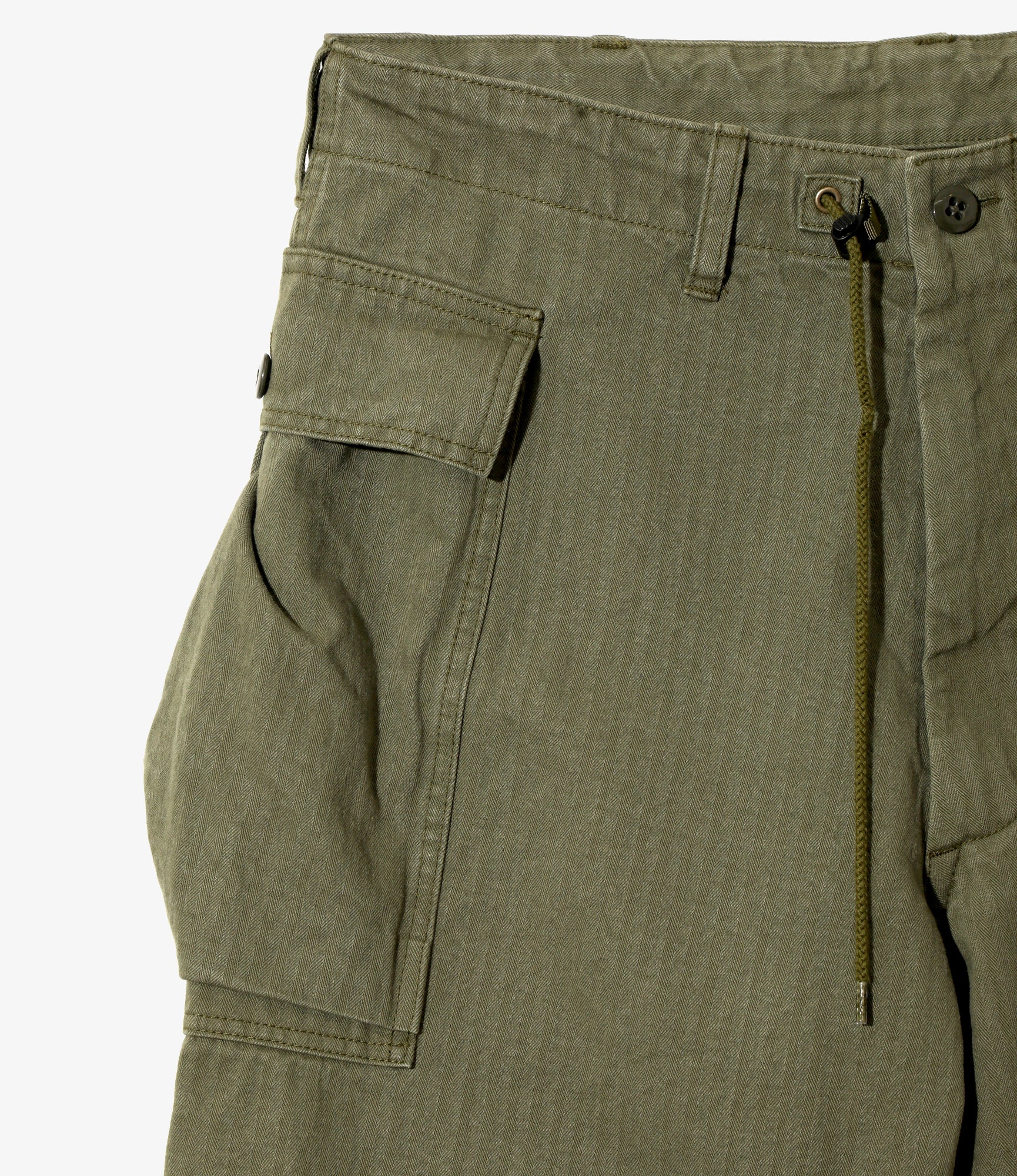 String Field Pant - Olive - Cotton Herringbone - Image 2