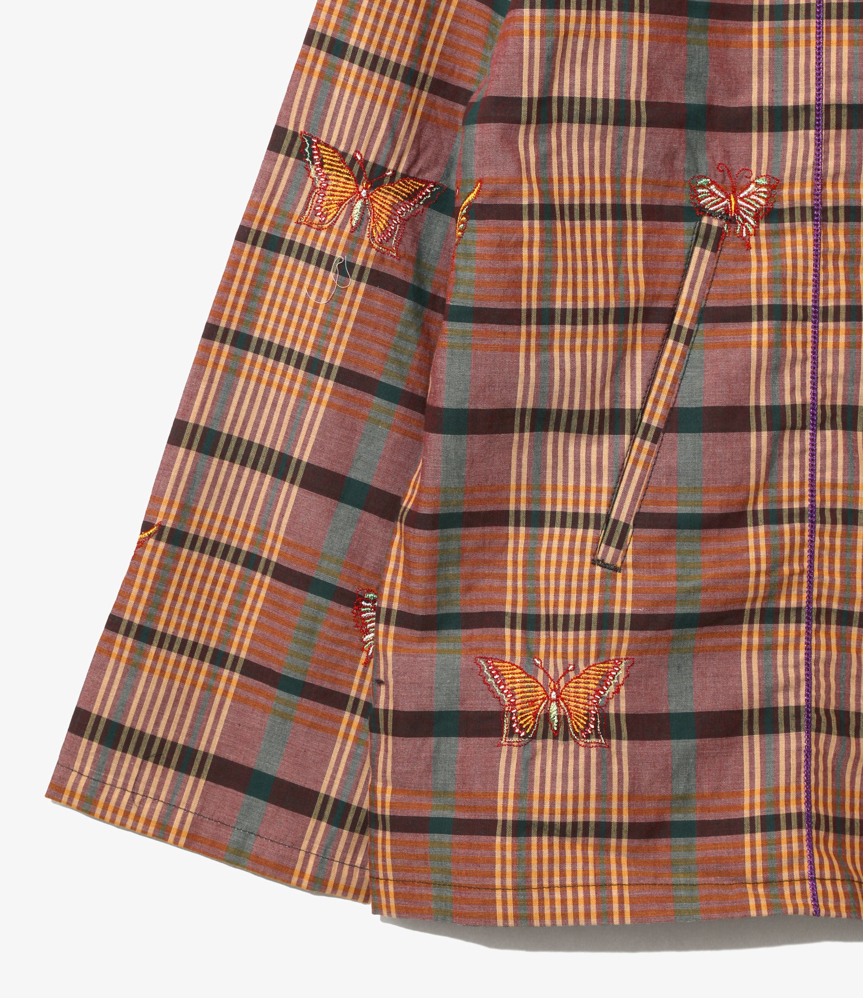 V-Neck Cardigan - Yellow - Embroidered Madras Plaid - Image 3