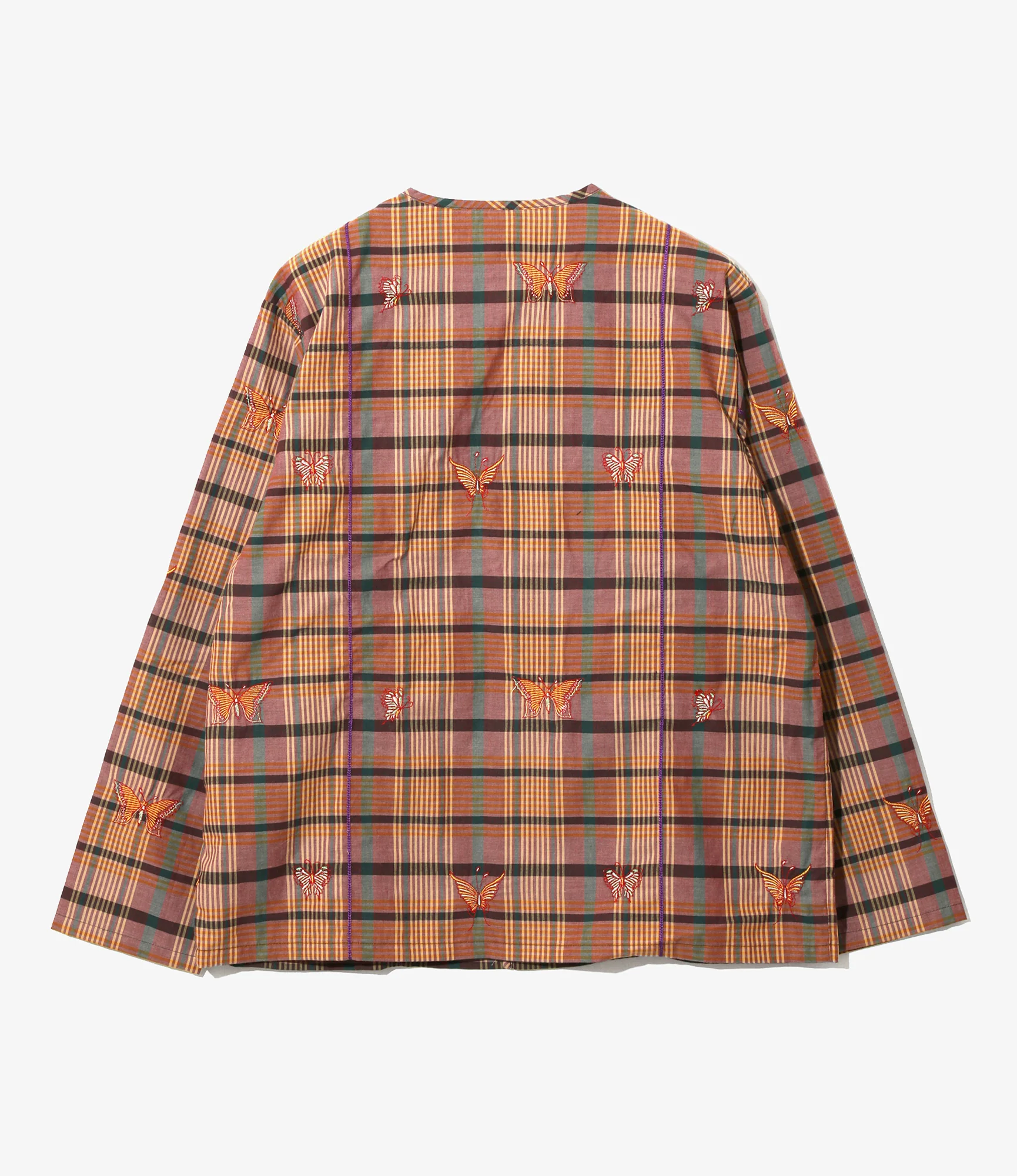 V-Neck Cardigan - Yellow - Embroidered Madras Plaid - Image 4