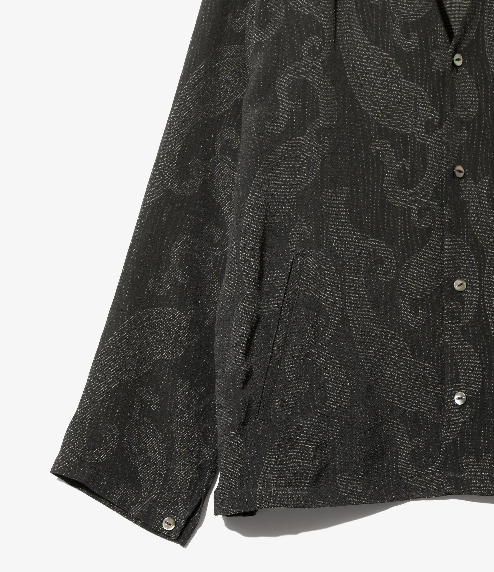 V Neck Shirt - Black - Rayon Paisley Jacquard - Image 2