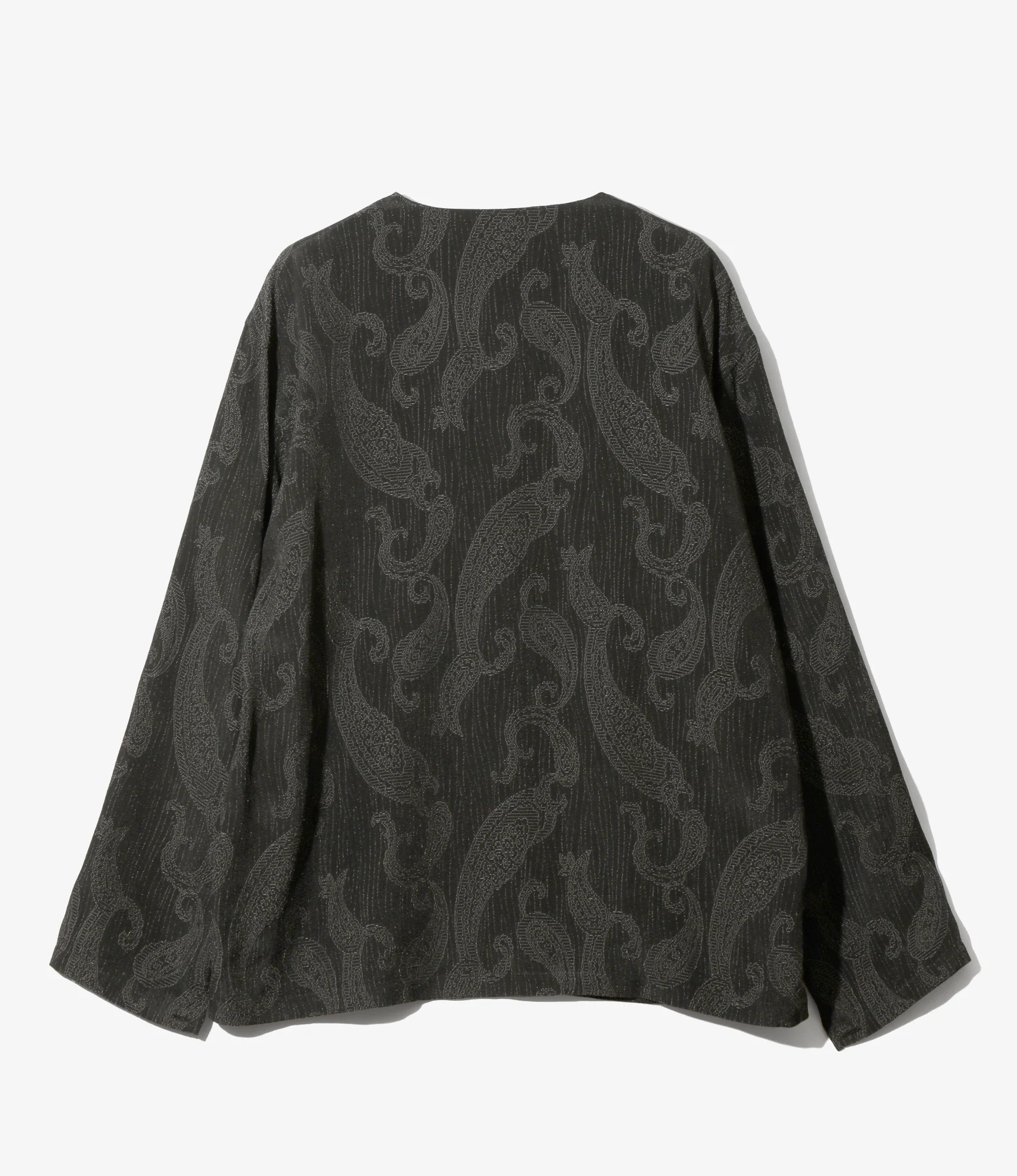 V Neck Shirt - Black - Rayon Paisley Jacquard - Image 3