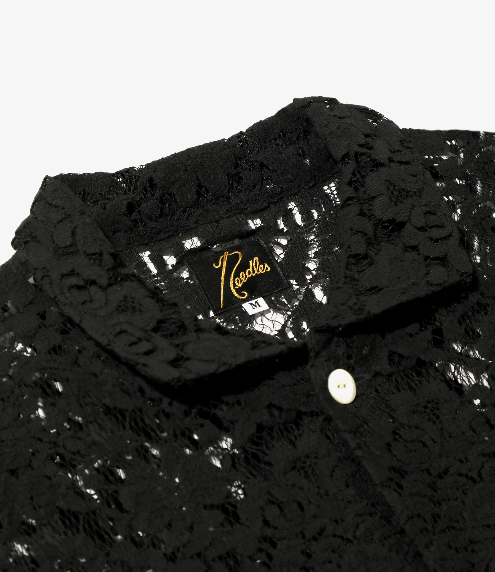 Widespread Collar Shirt - Black - Raschel Lace - Image 2
