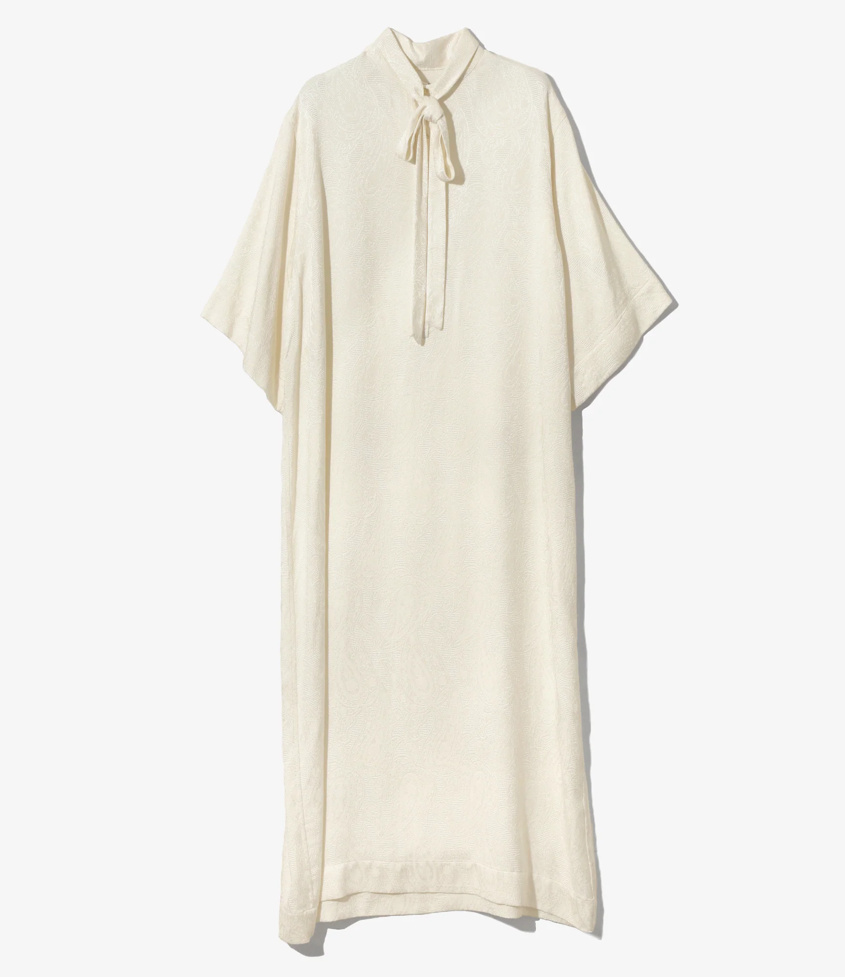 Women's Ascot Collar Shirt - Off White - Paisley Jacquard