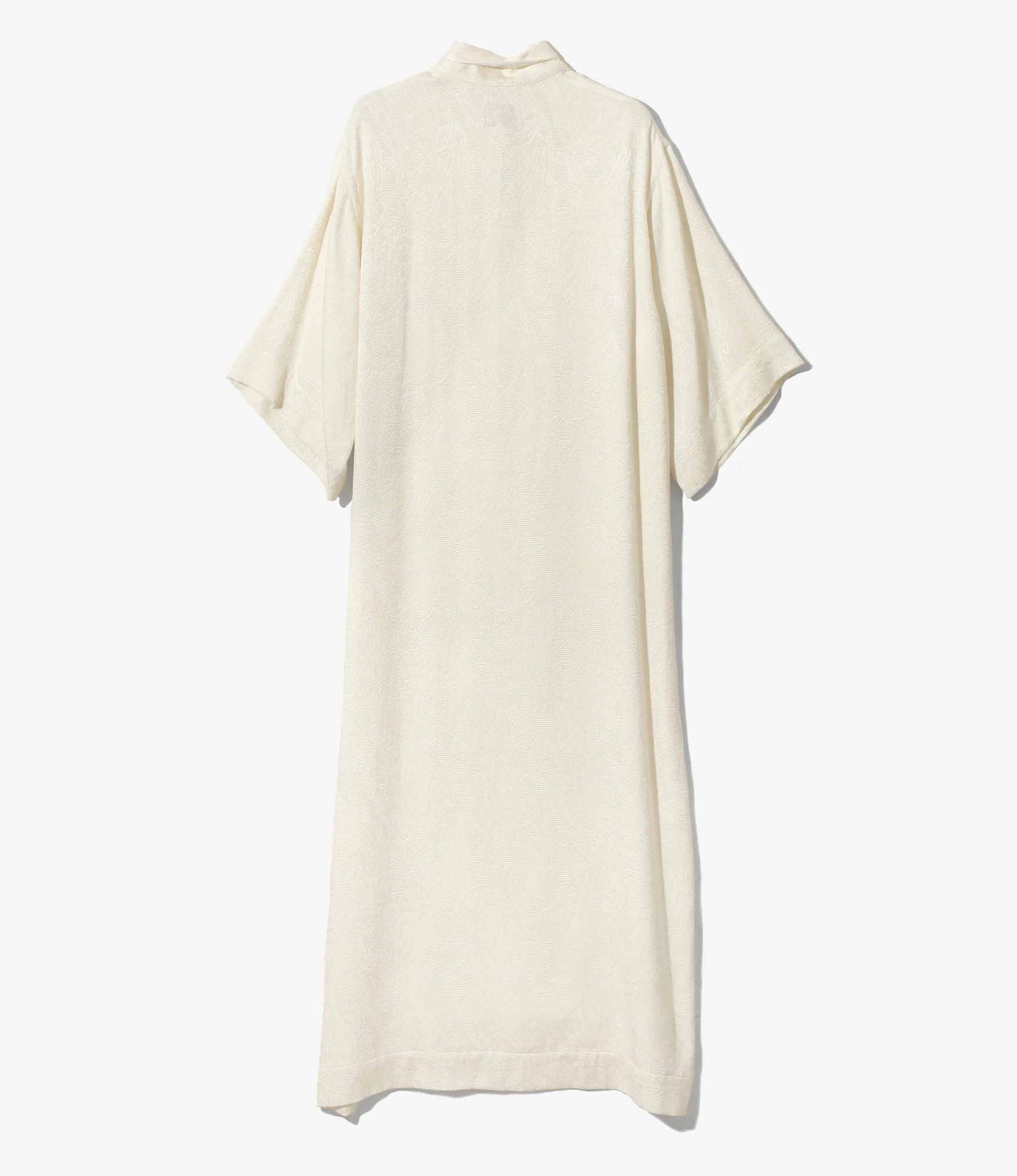 Women's Ascot Collar Shirt - Off White - Paisley Jacquard - Image 3