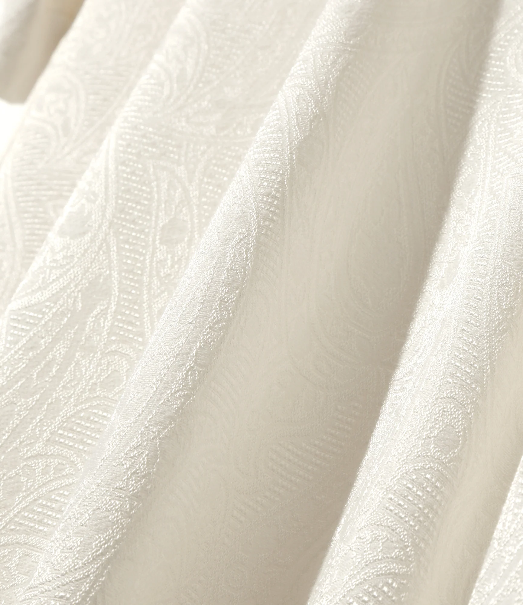 Women's Ascot Collar Shirt - Off White - Paisley Jacquard - Image 4