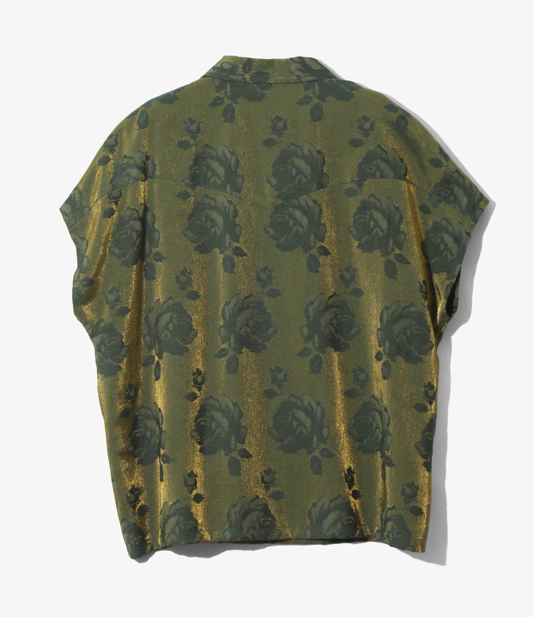 Women's Cowboy French Sleeve Blouse - Green - Rose Jacquard - Image 3