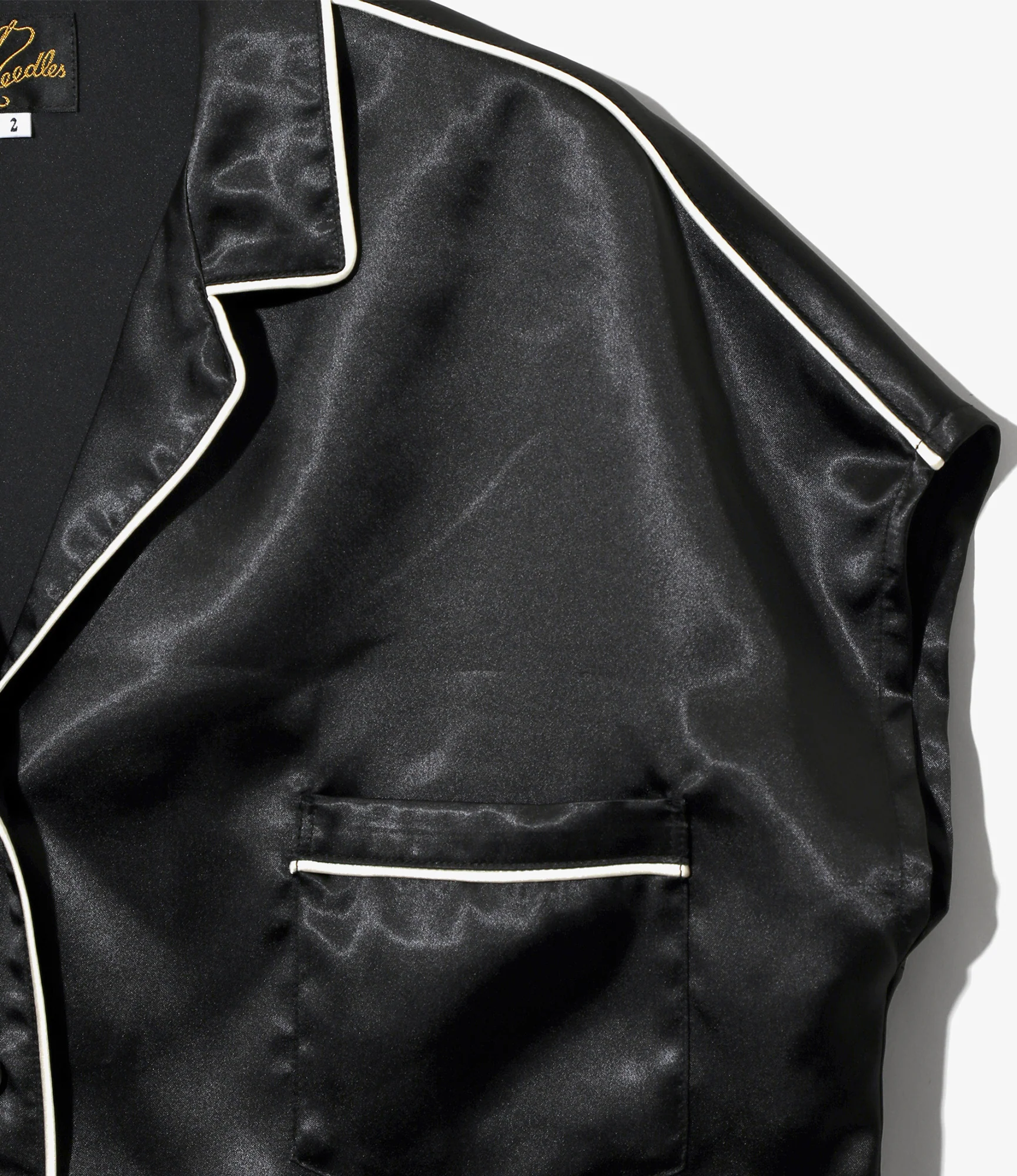 Women's French Sleeve Blouse - Black - Poly Sateen - Image 2