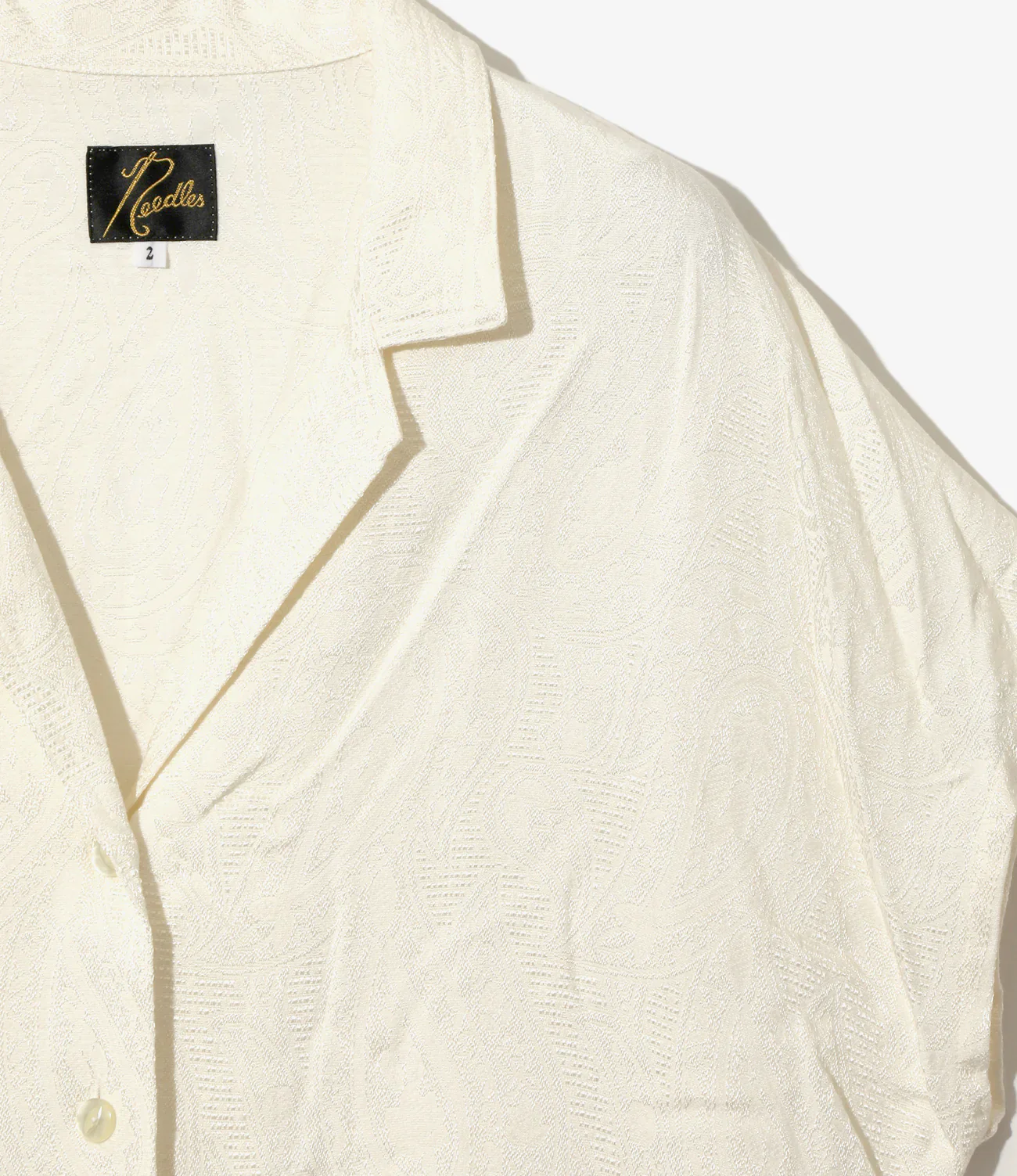 Women's French Sleeve Blouse - Off White - Paisley Jacquard - Image 2