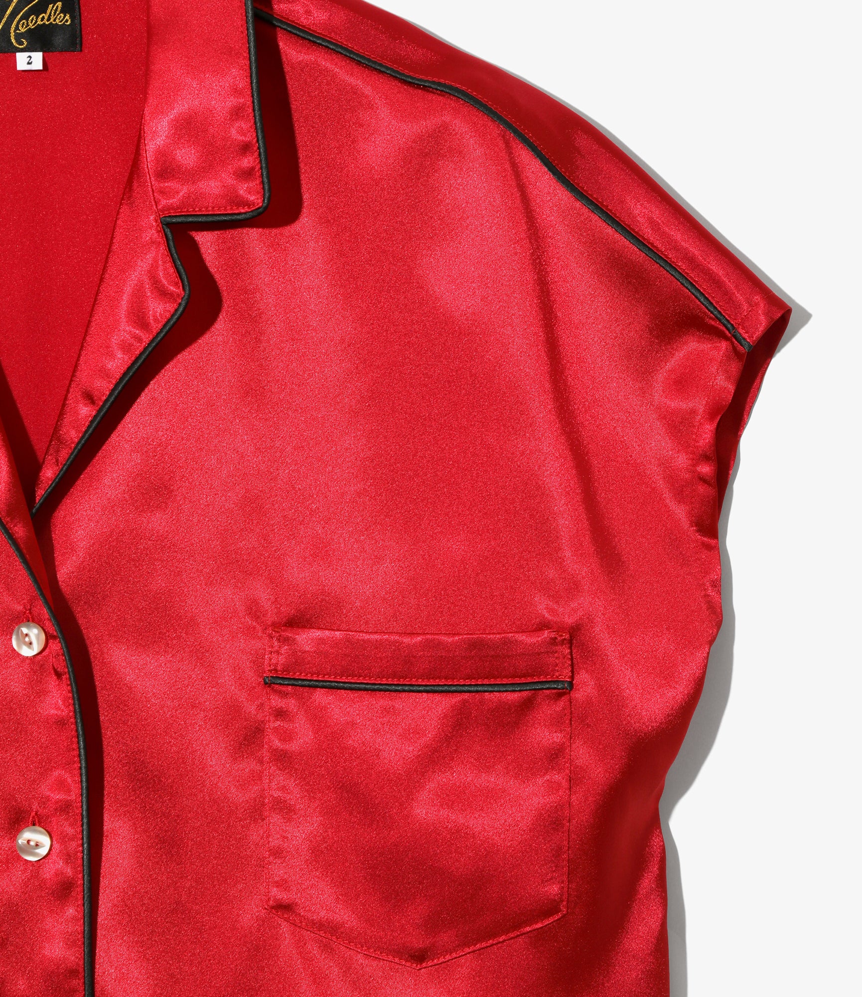 Women's French Sleeve Blouse - Red - Poly Sateen - Image 2
