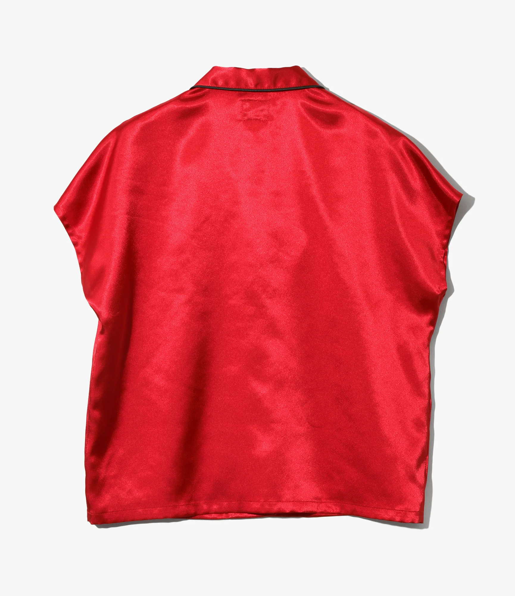 Women's French Sleeve Blouse - Red - Poly Sateen - Image 3