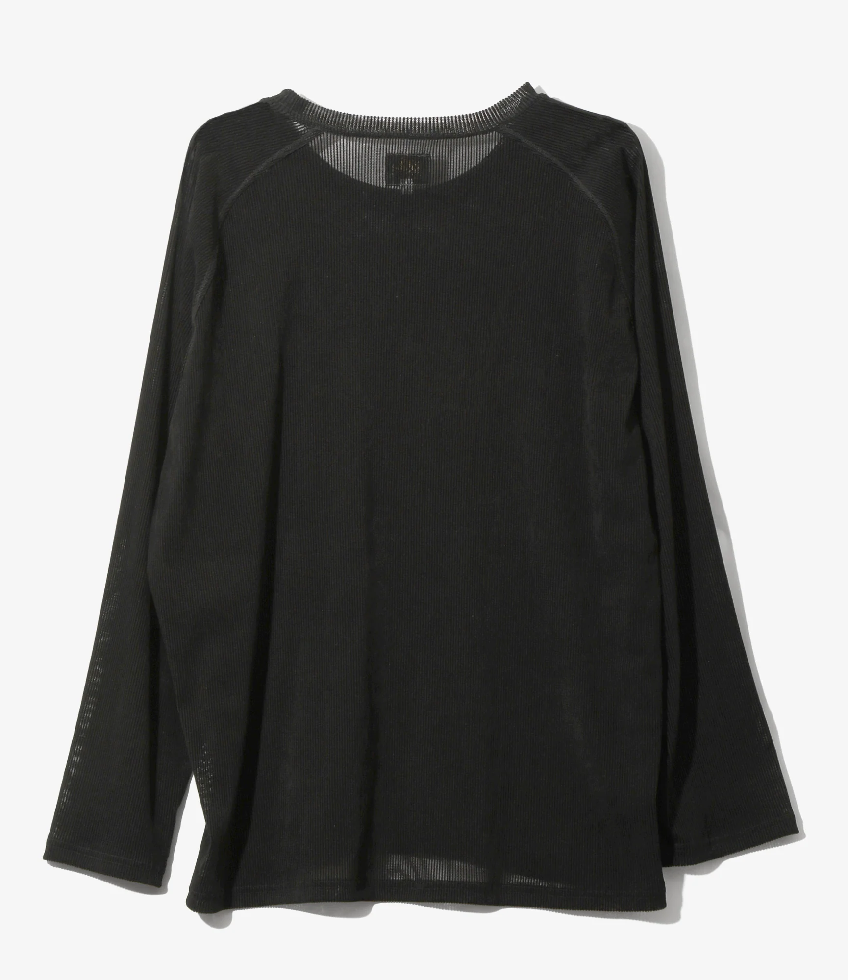 Women's L/S U-Neck Tee - Black - Flocked Stripe Lace - Image 3