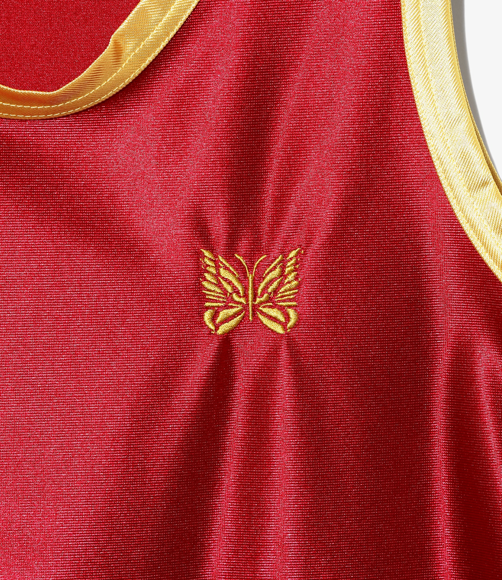 Papillon Emb. Side Line Tank Top - Red - Tricot Sateen - Image 4