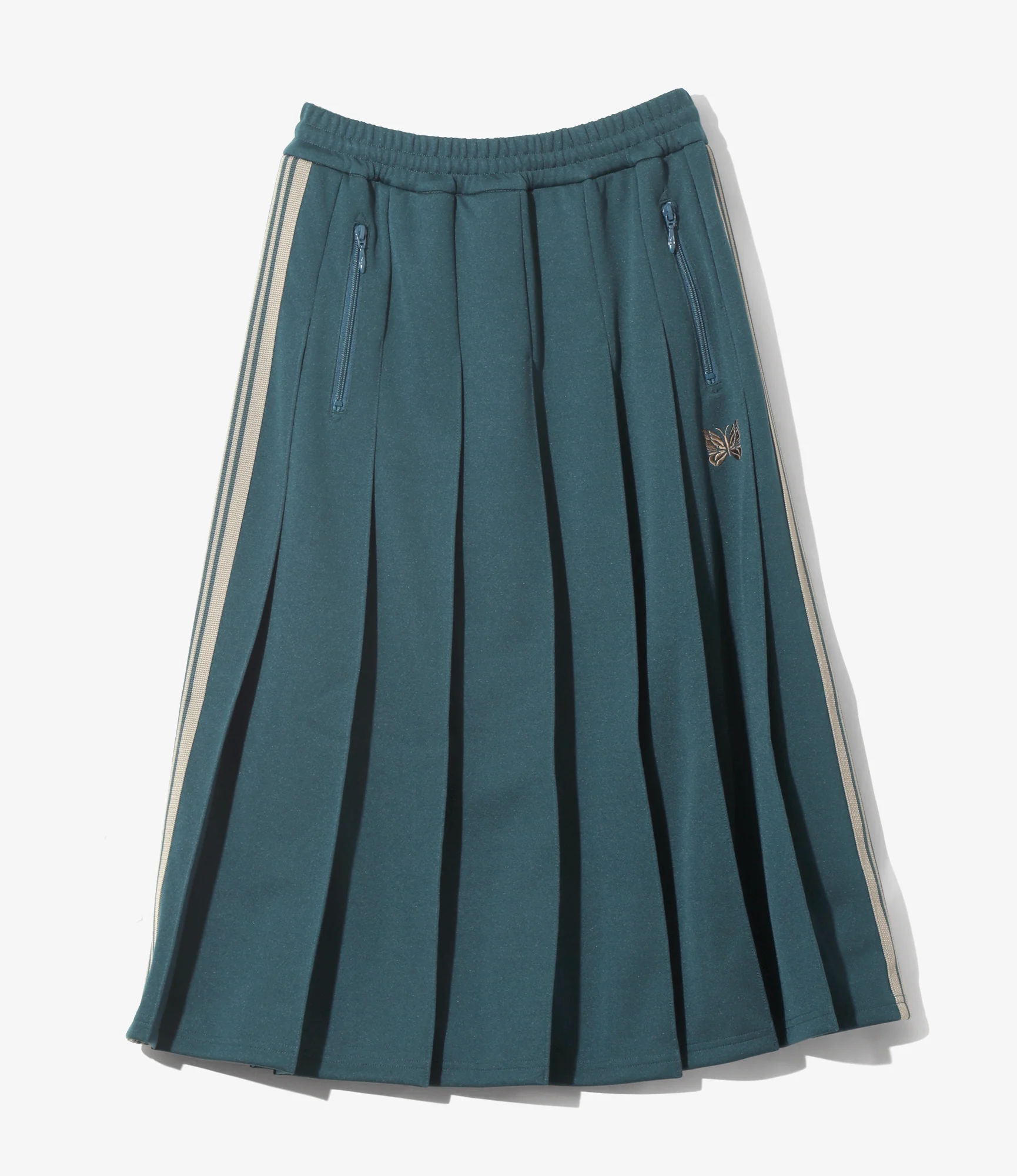 Women's Pleated Track Skirt - Green - Poly Smooth