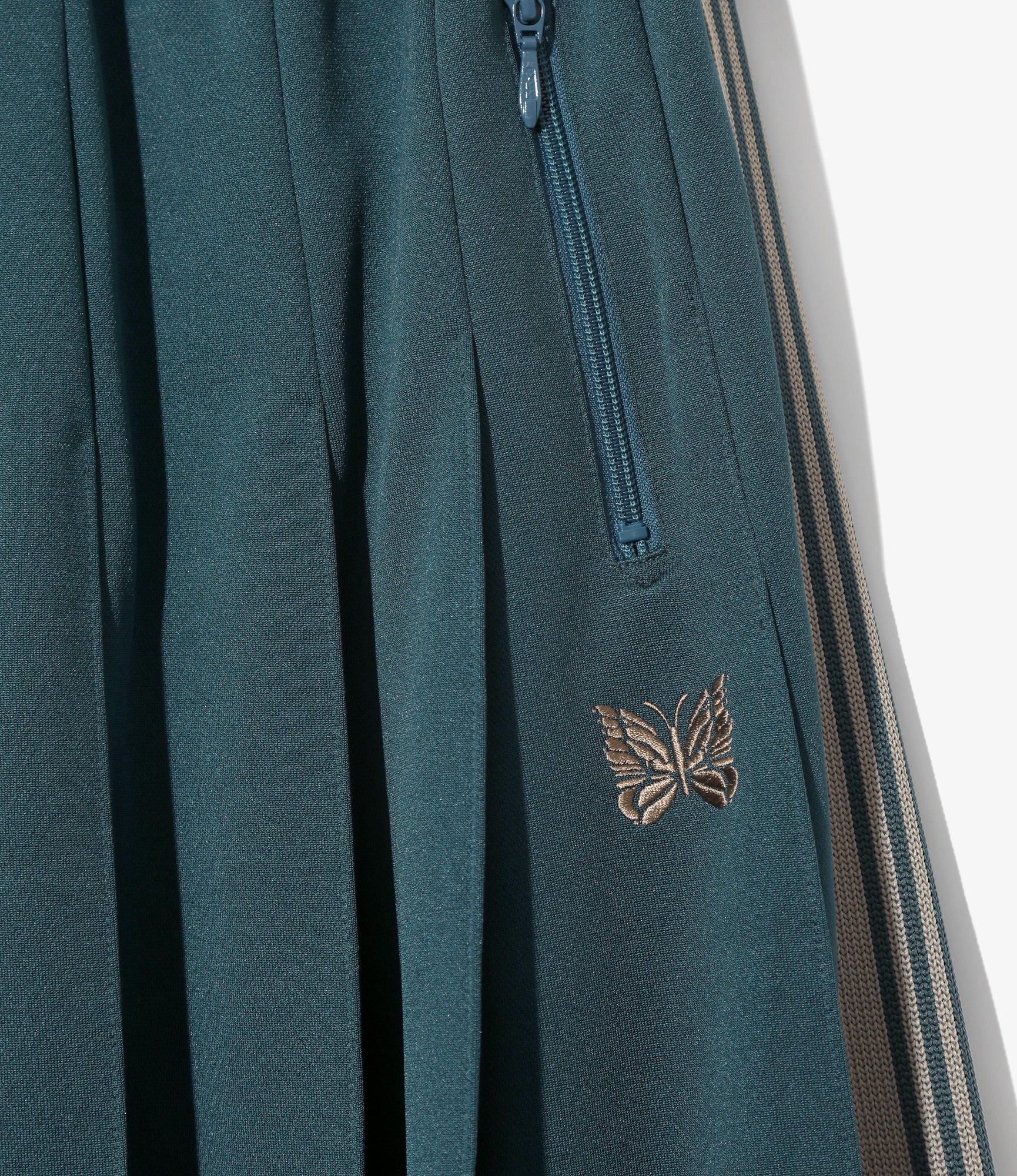 Women's Pleated Track Skirt - Green - Poly Smooth - Image 2