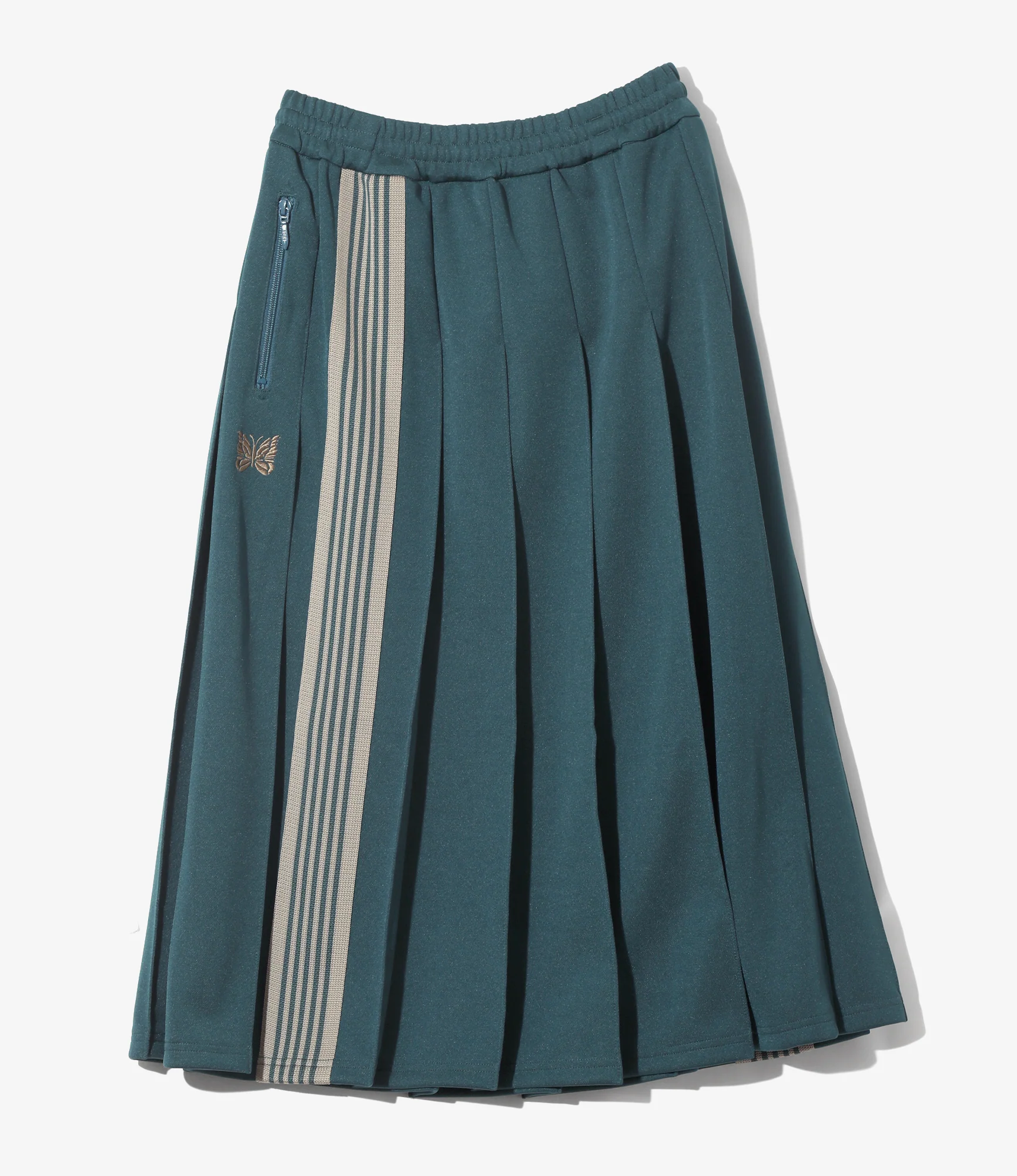 Women's Pleated Track Skirt - Green - Poly Smooth - Image 4