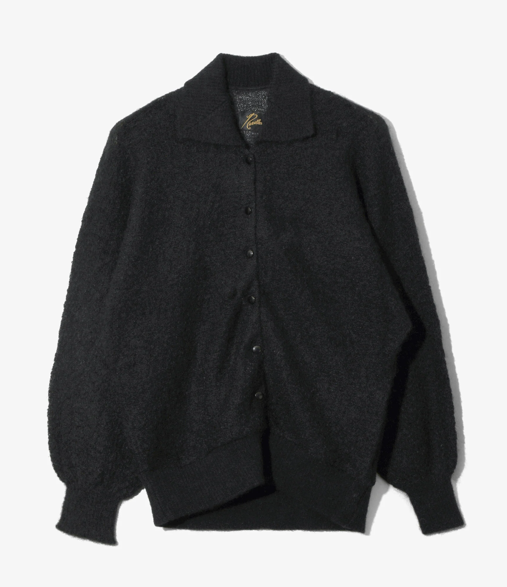 Women's Round Collar Cardigan - Black - Crepe Weave