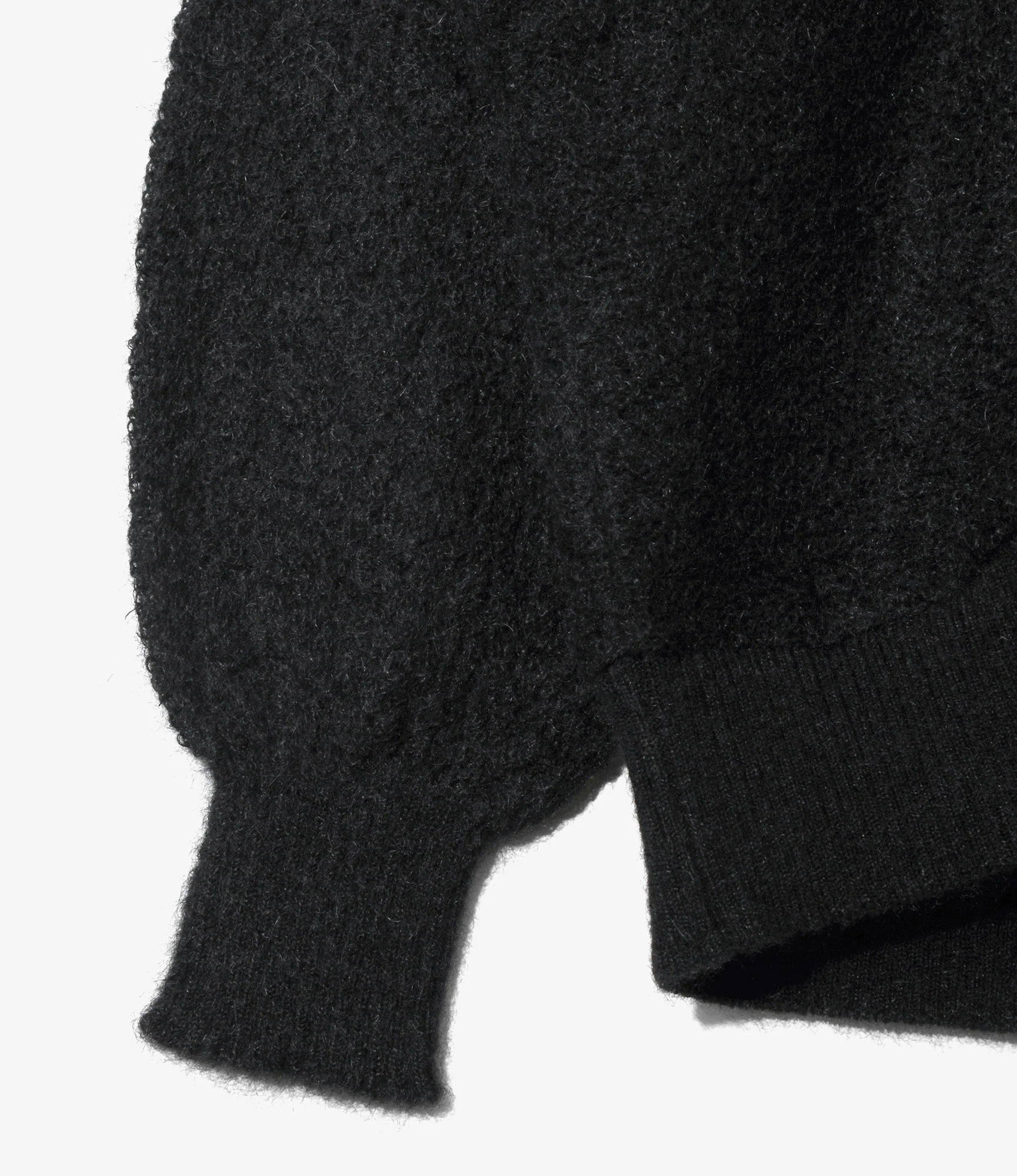Women's Round Collar Cardigan - Black - Crepe Weave - Image 3
