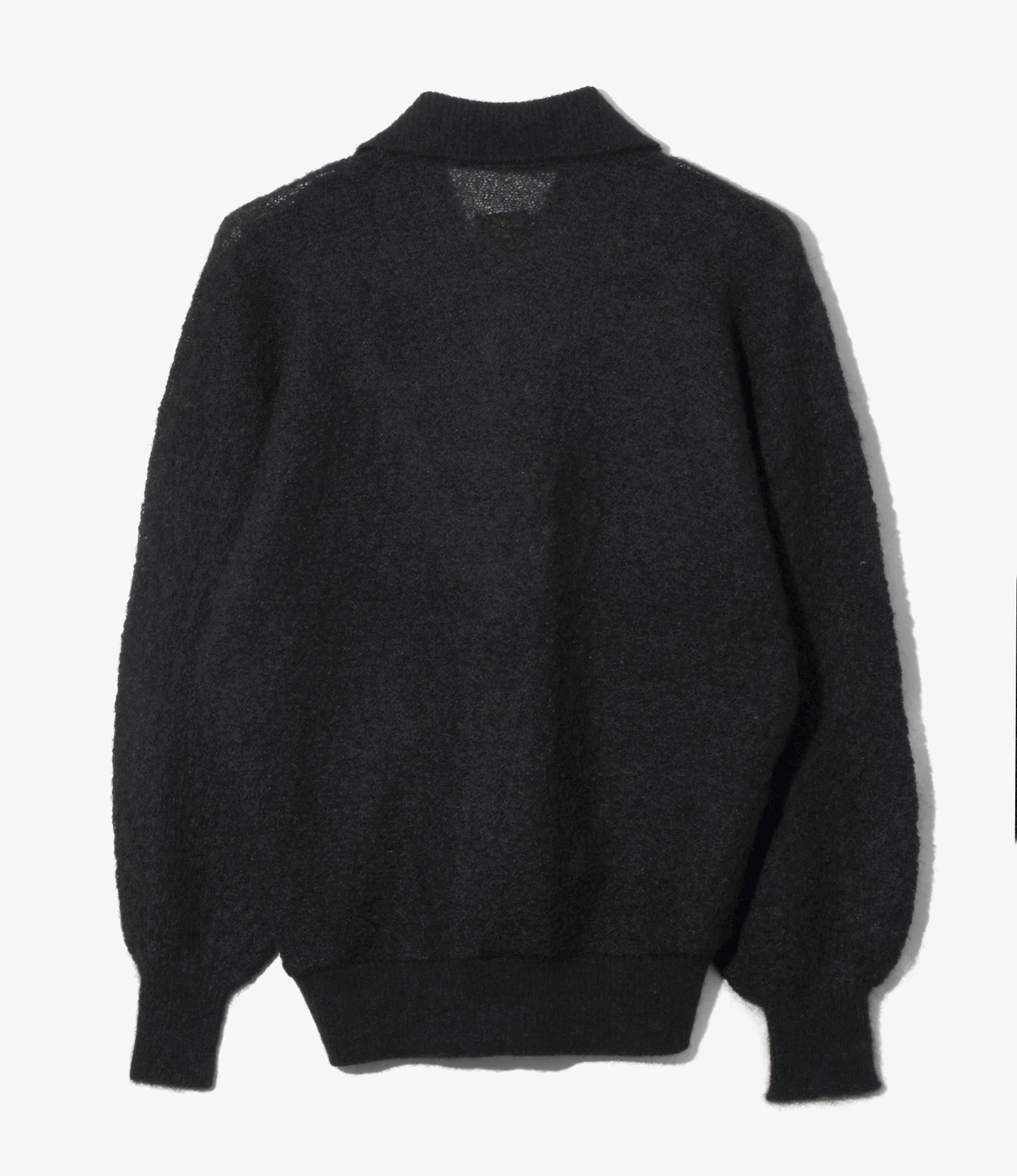 Women's Round Collar Cardigan - Black - Crepe Weave - Image 4