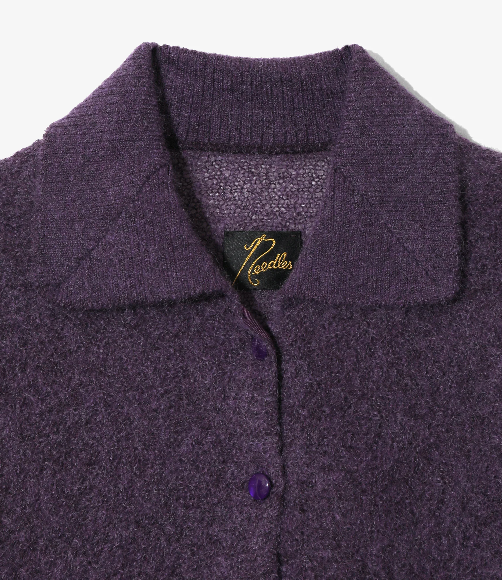 Women's Round Collar Cardigan - Purple - Crepe Weave - Image 2