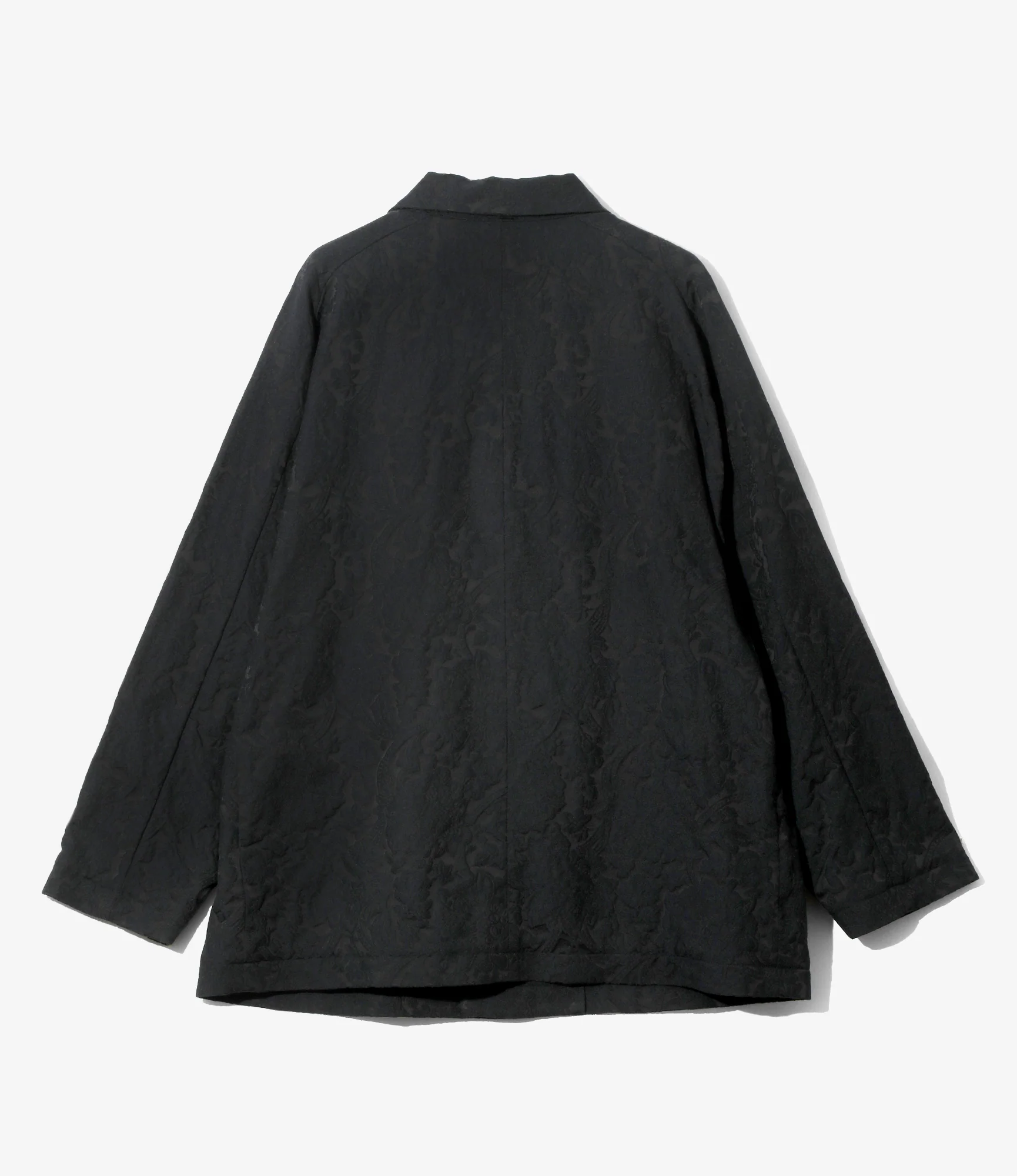 Women's Round Collar Jacket - Navy - Calico Jacquard - Image 3